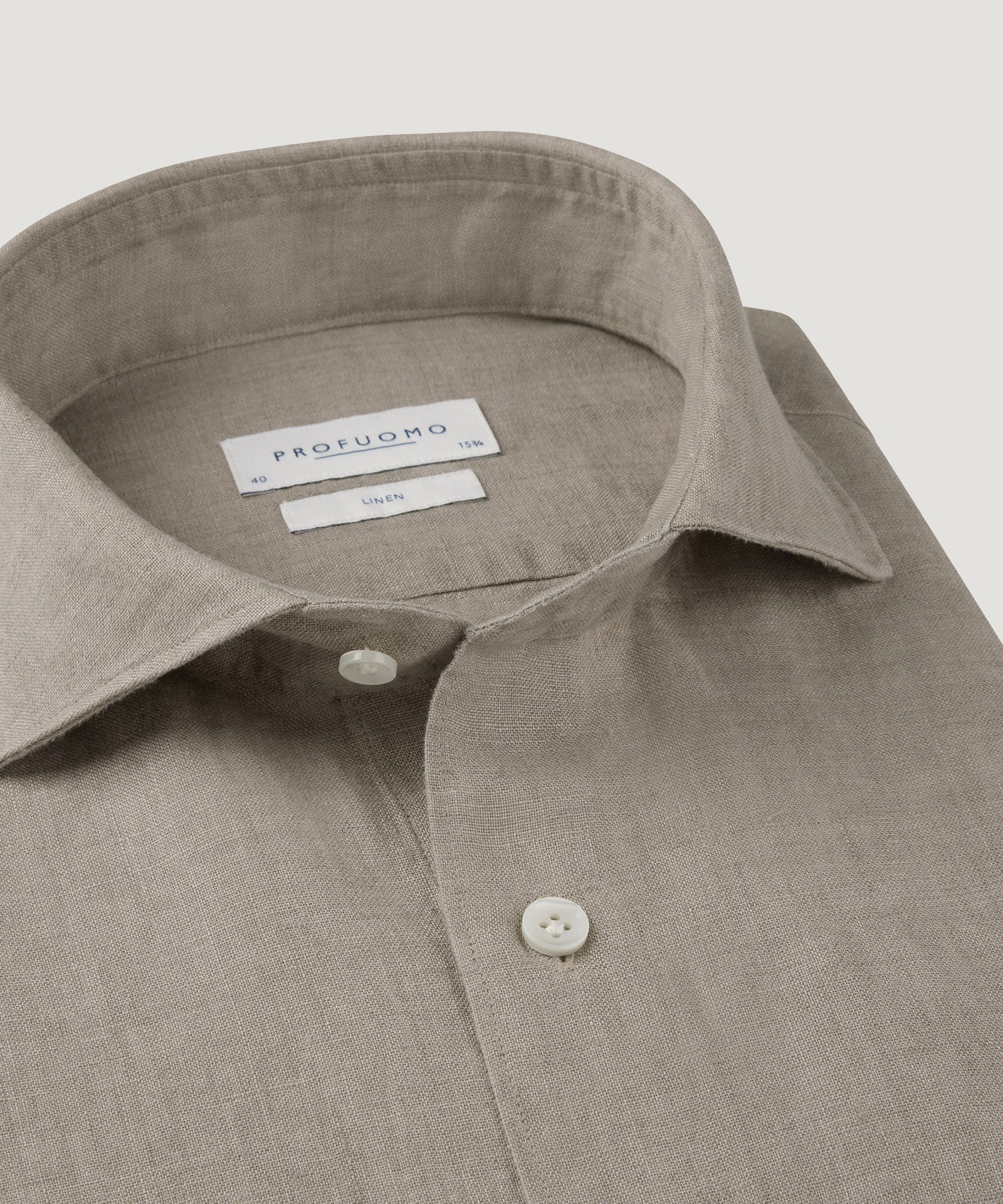 Profuomo Overhemd linnen taupe - THE SOCIETY SHOP