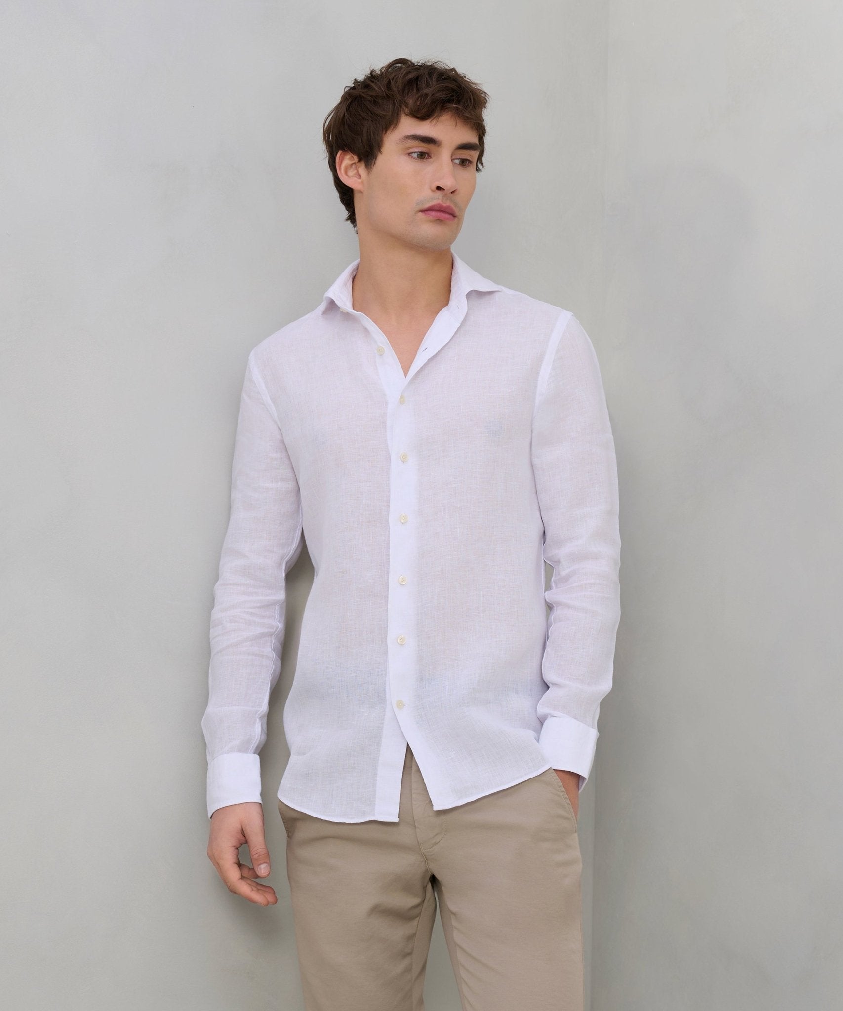 Profuomo Overhemd linnen wit - The Society Shop