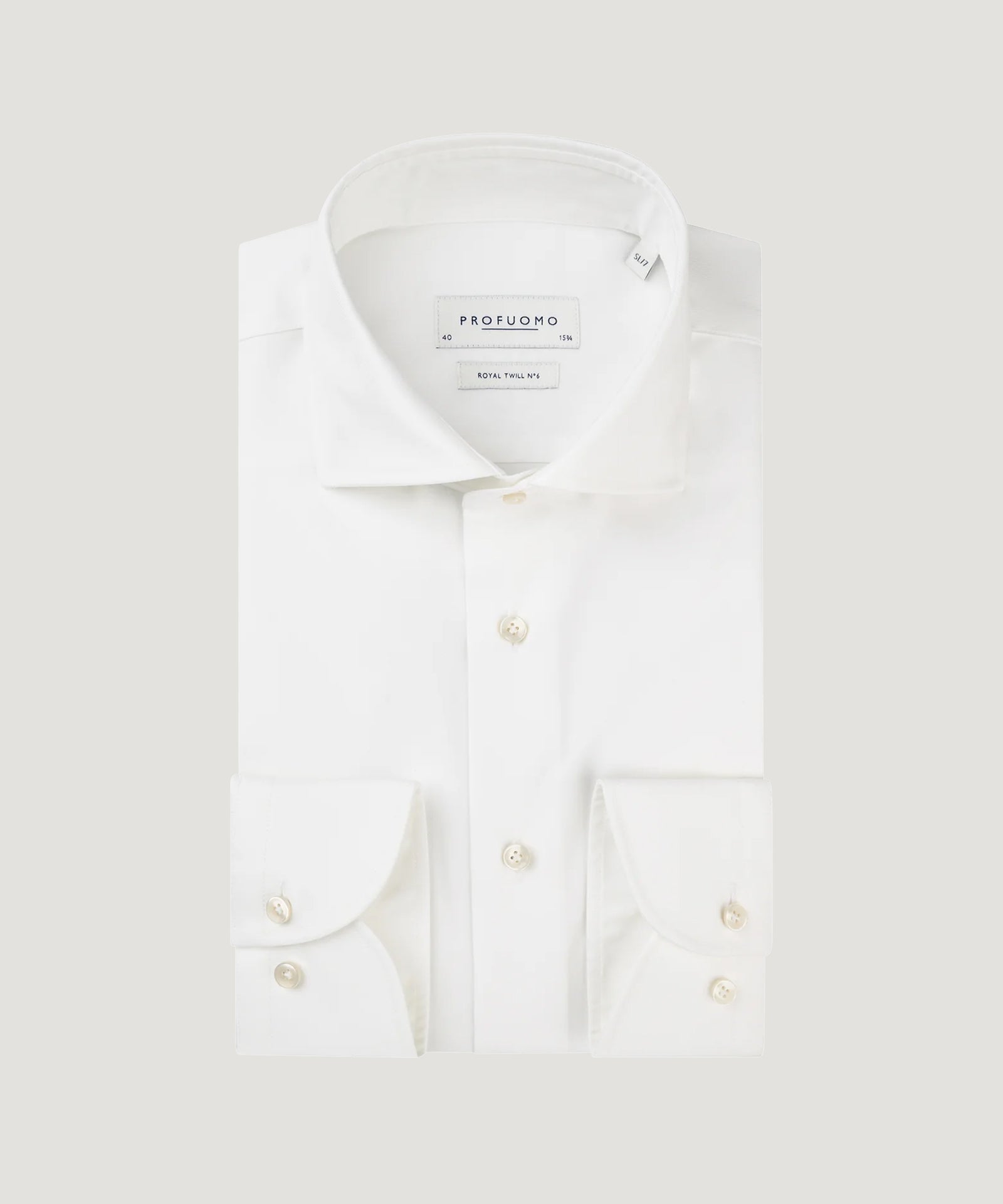 Profuomo Overhemd royal twill no.13 long sleeve wit - The Society Shop