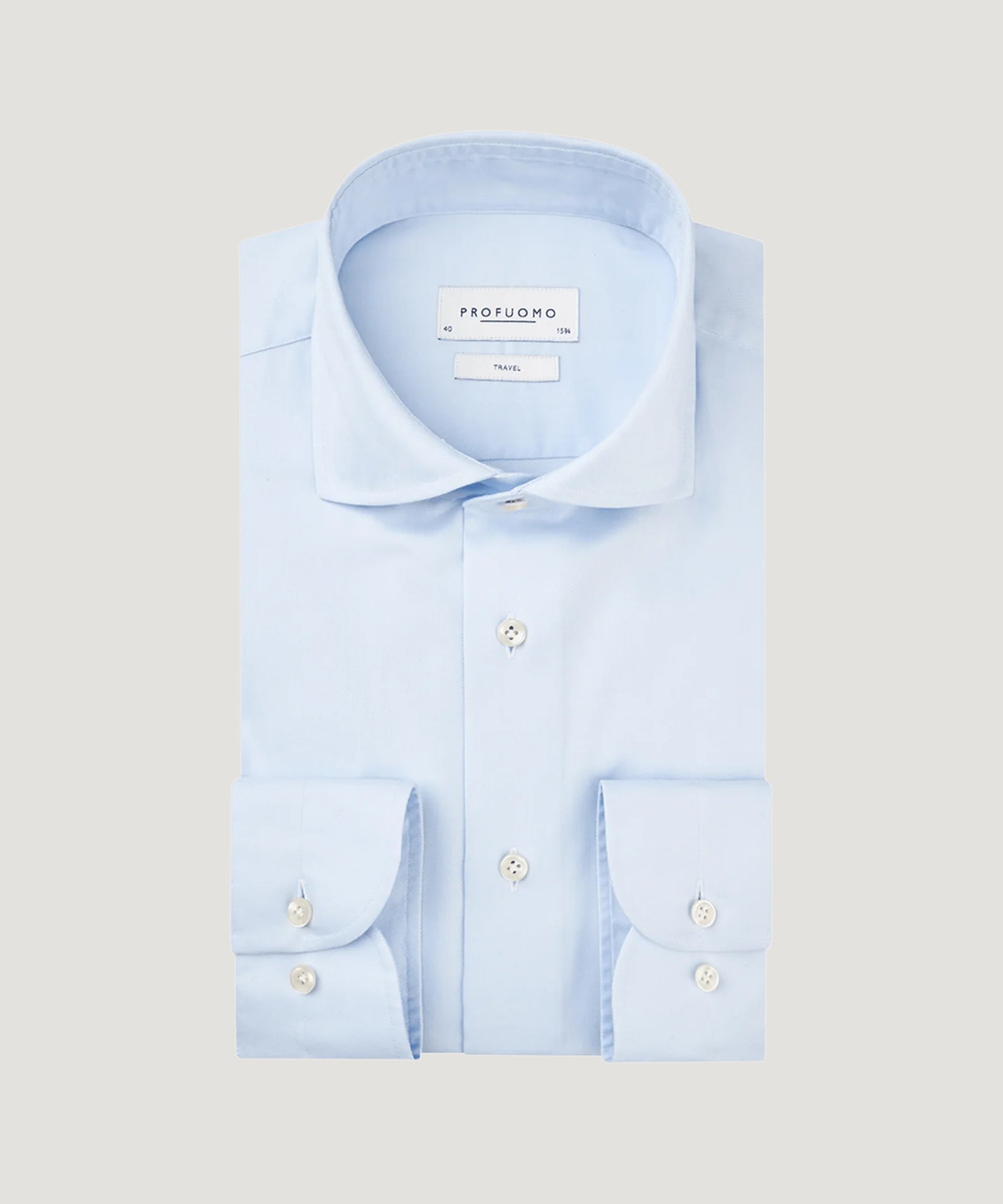 Profuomo Overhemd travelshirt blauw katoen - The Society Shop