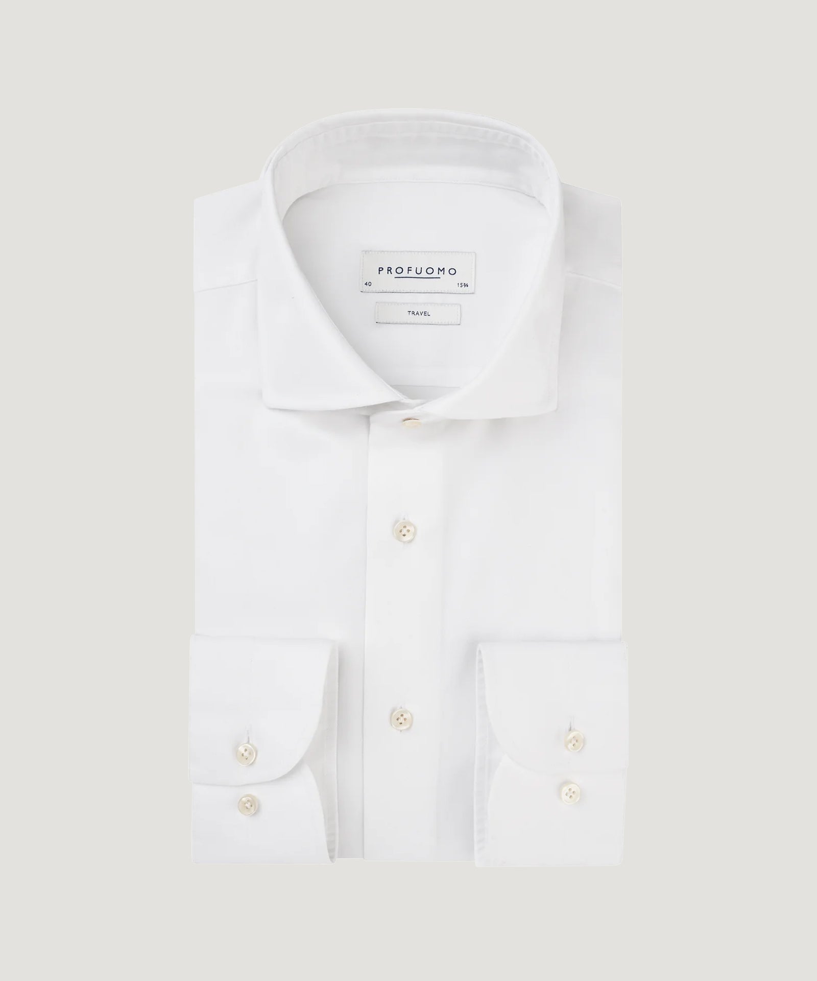 Profuomo Overhemd travelshirt wit katoen - The Society Shop
