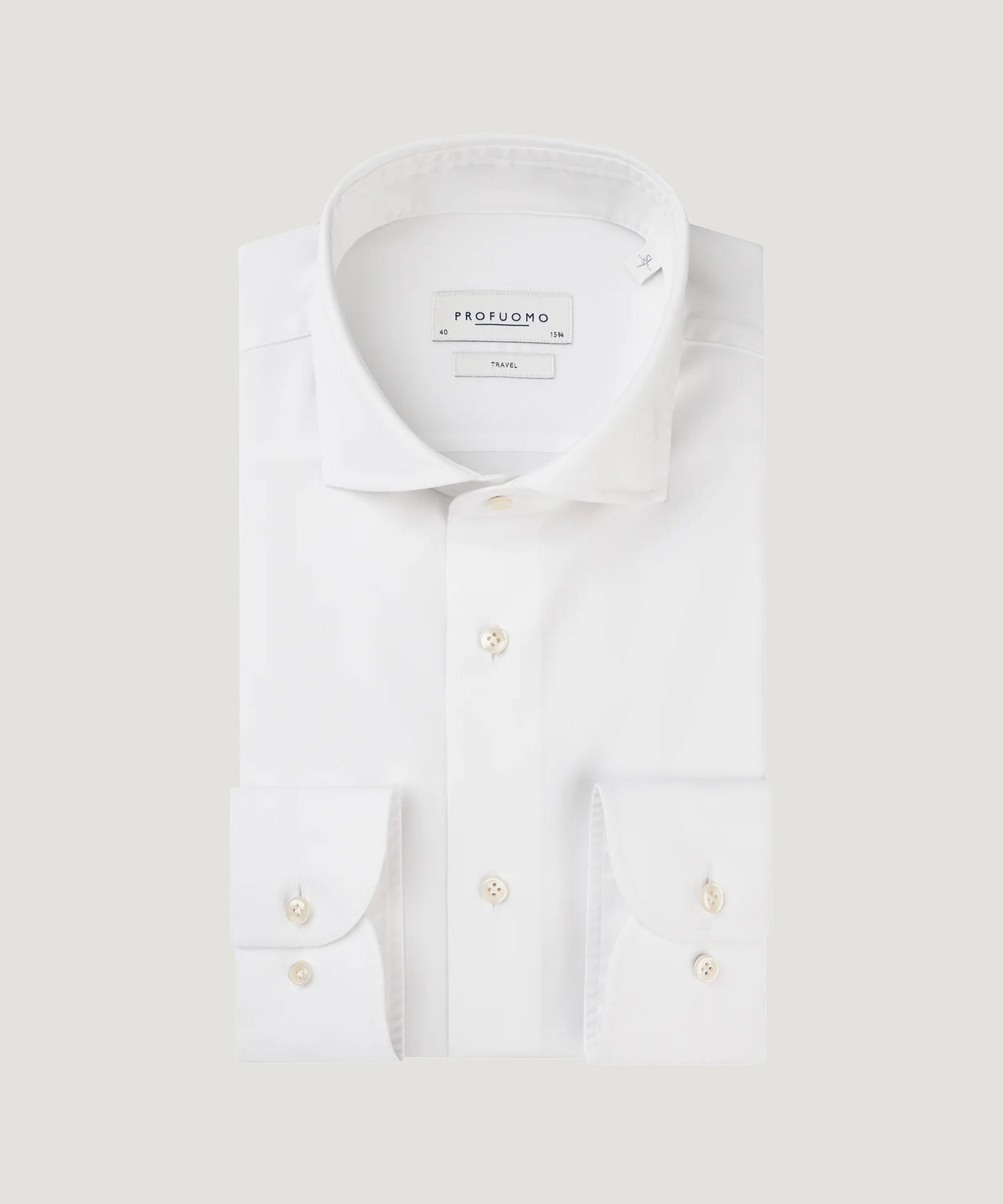 Profuomo Overhemd wit travel katoen - The Society Shop