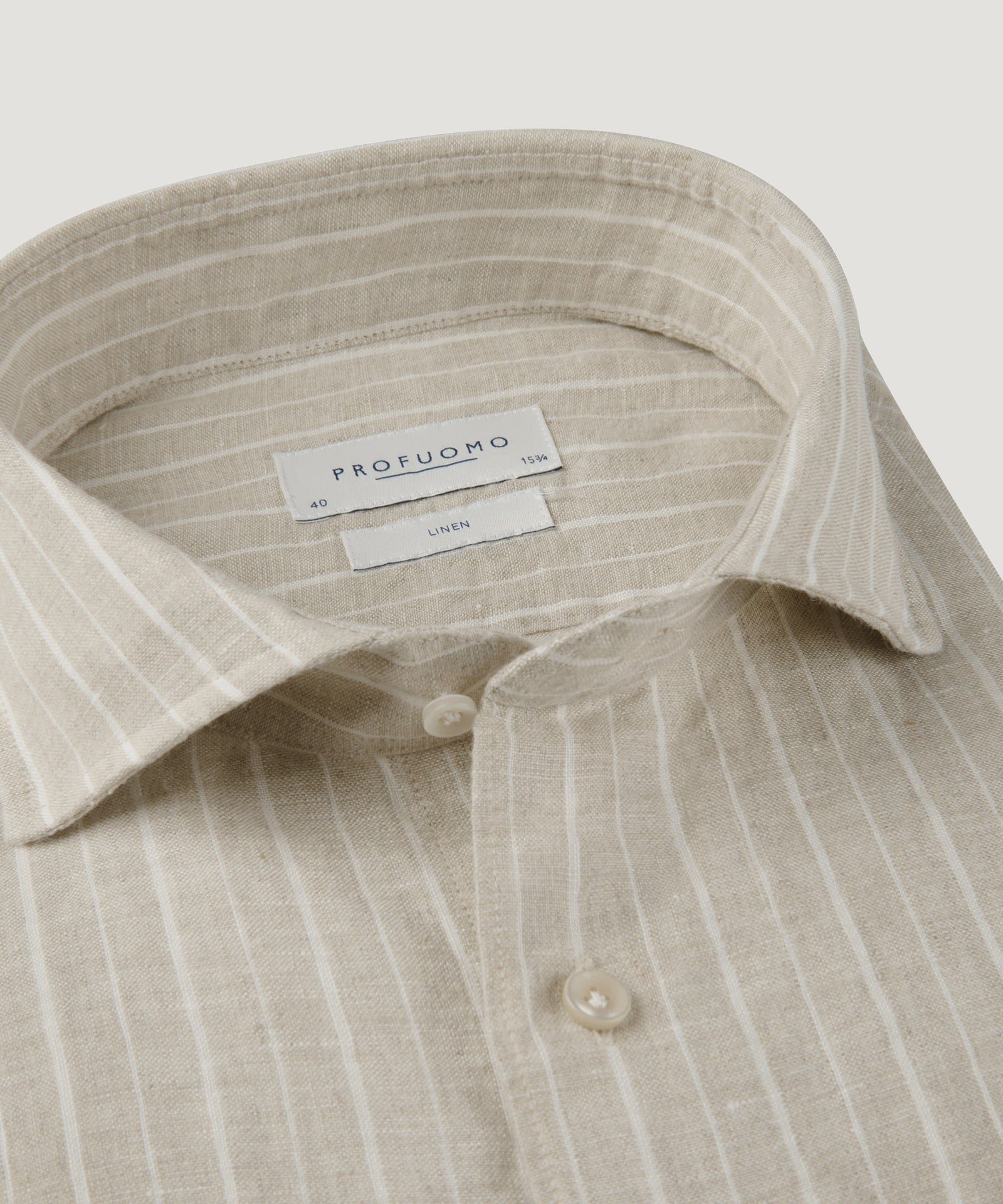 Profuomo Overhemden linnen beige gestreept - THE SOCIETY SHOP