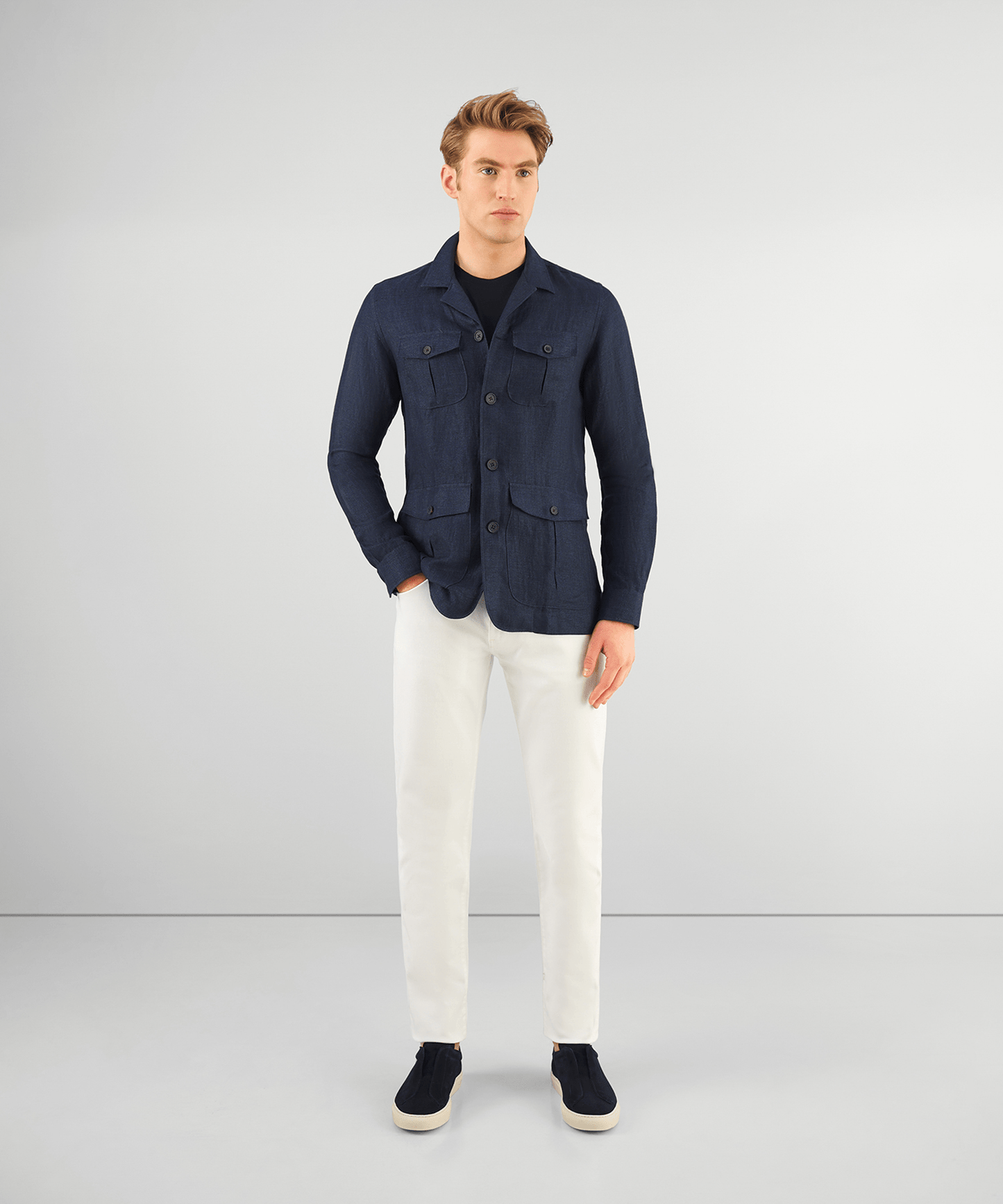 SOCI3TY Overshirt linnen blauw - The Society Shop