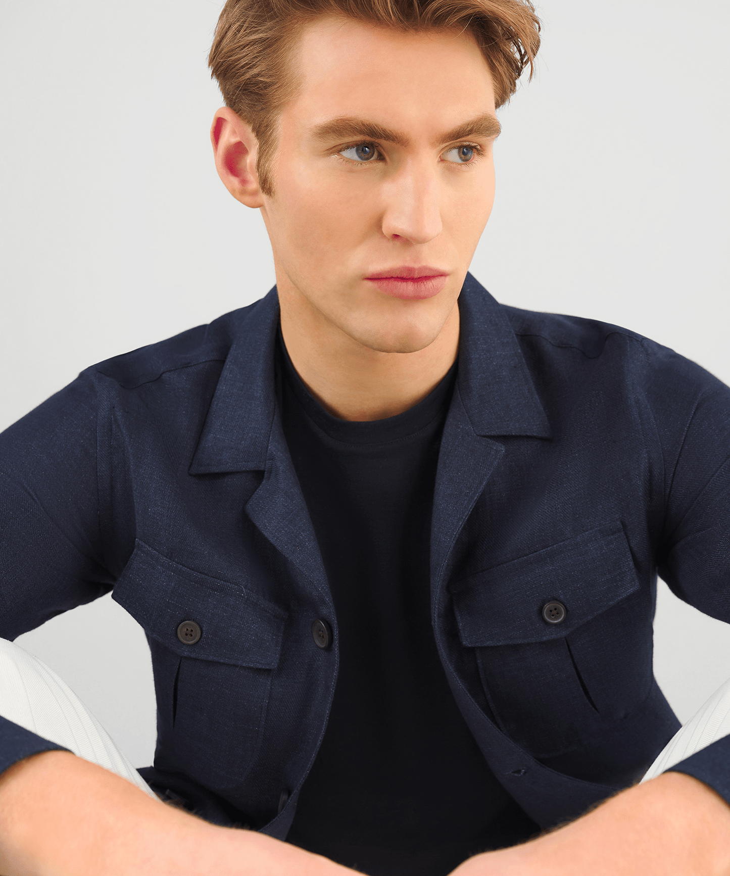 SOCI3TY Overshirt linnen blauw - The Society Shop