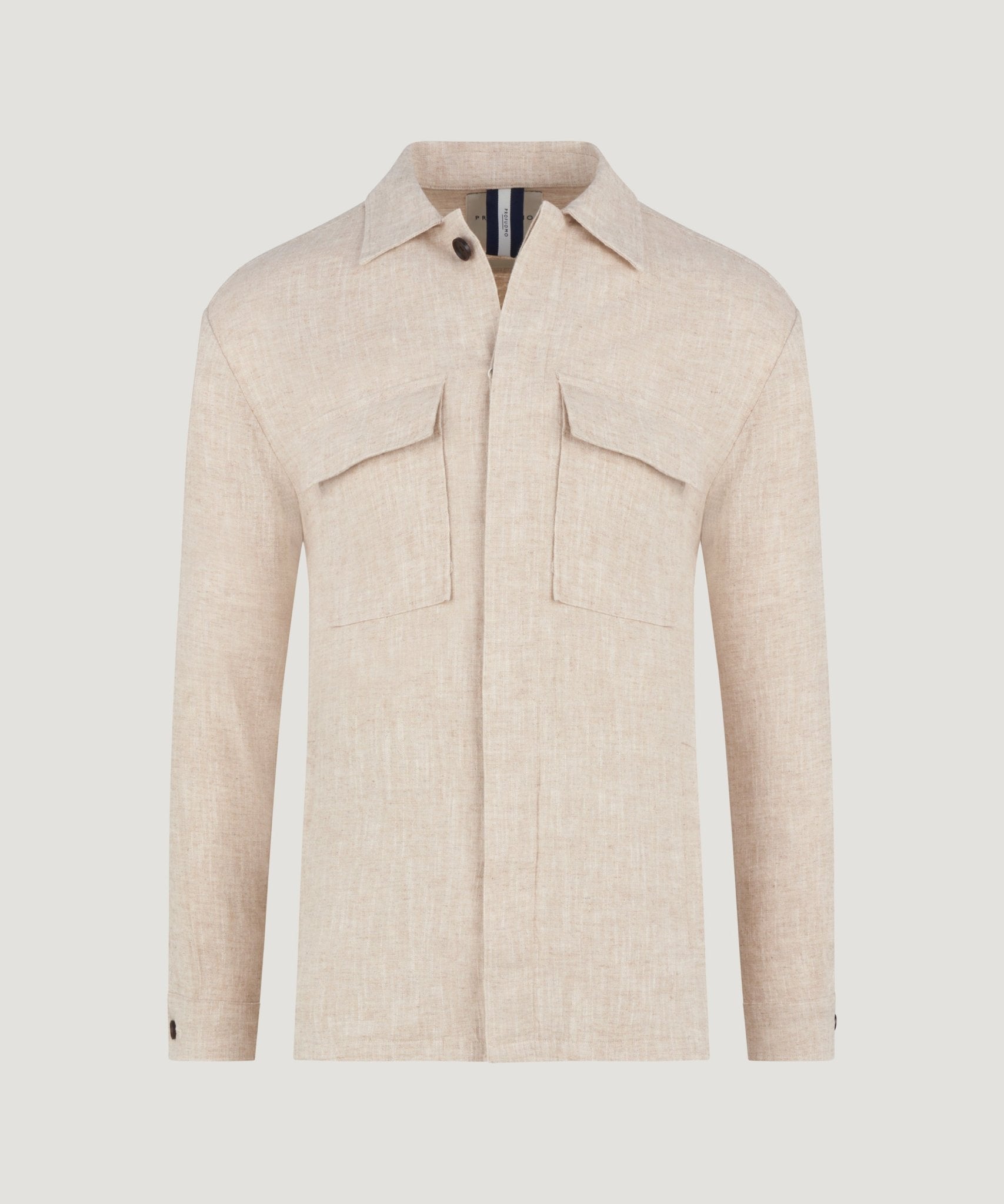 Profuomo Overshirt linnen/katoen beige - The Society Shop