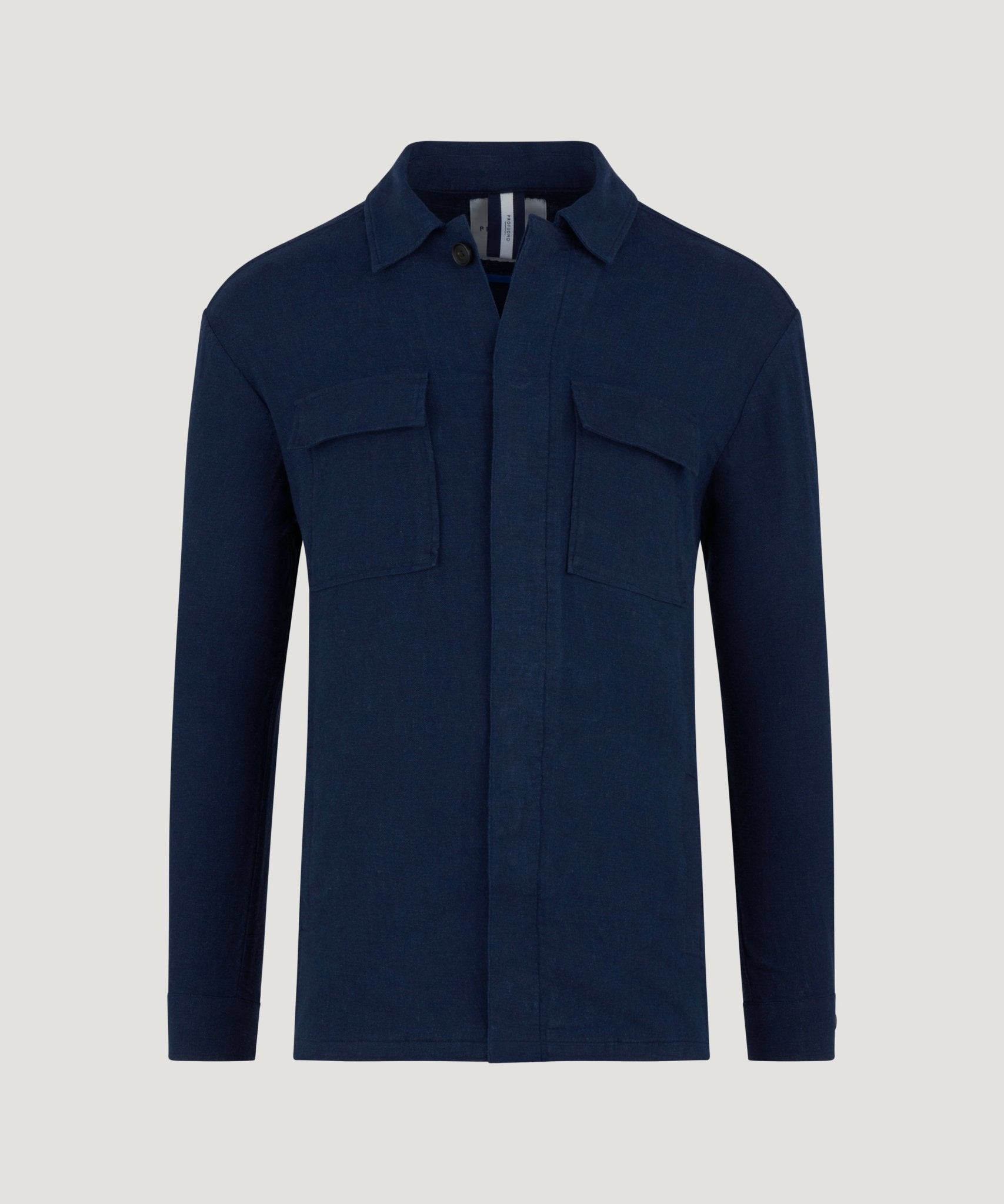 Profuomo Overshirt linnen/viscose stretch donkerblauw - The Society Shop