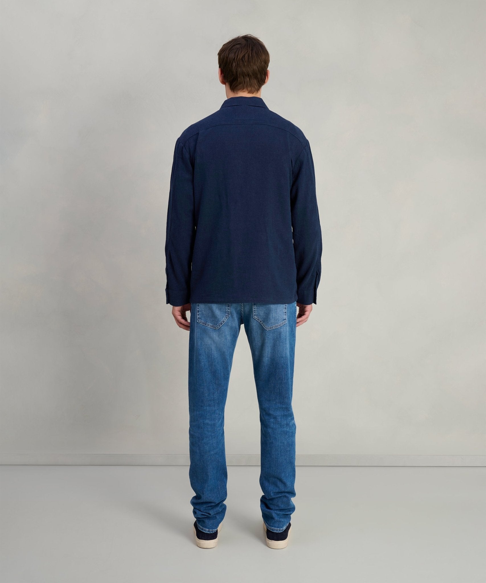 Profuomo Overshirt linnen/viscose stretch donkerblauw - The Society Shop