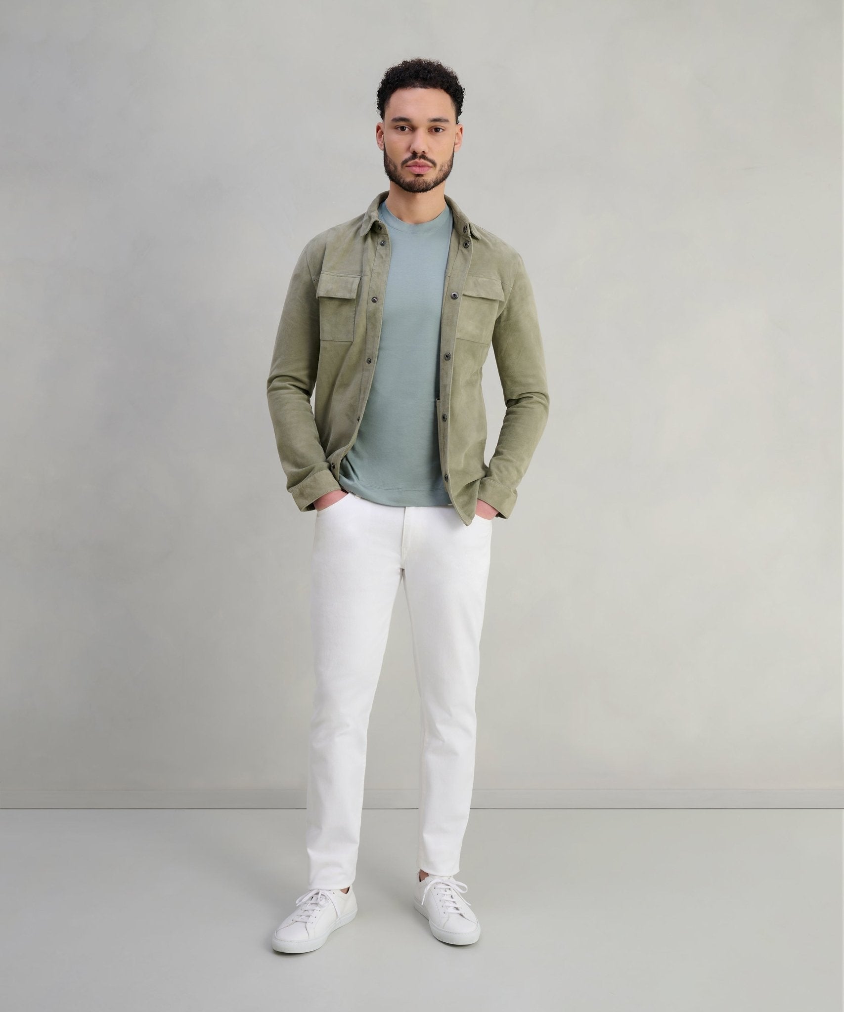 SOCI3TY Overshirt suède bamboe groen - THE SOCIETY SHOP