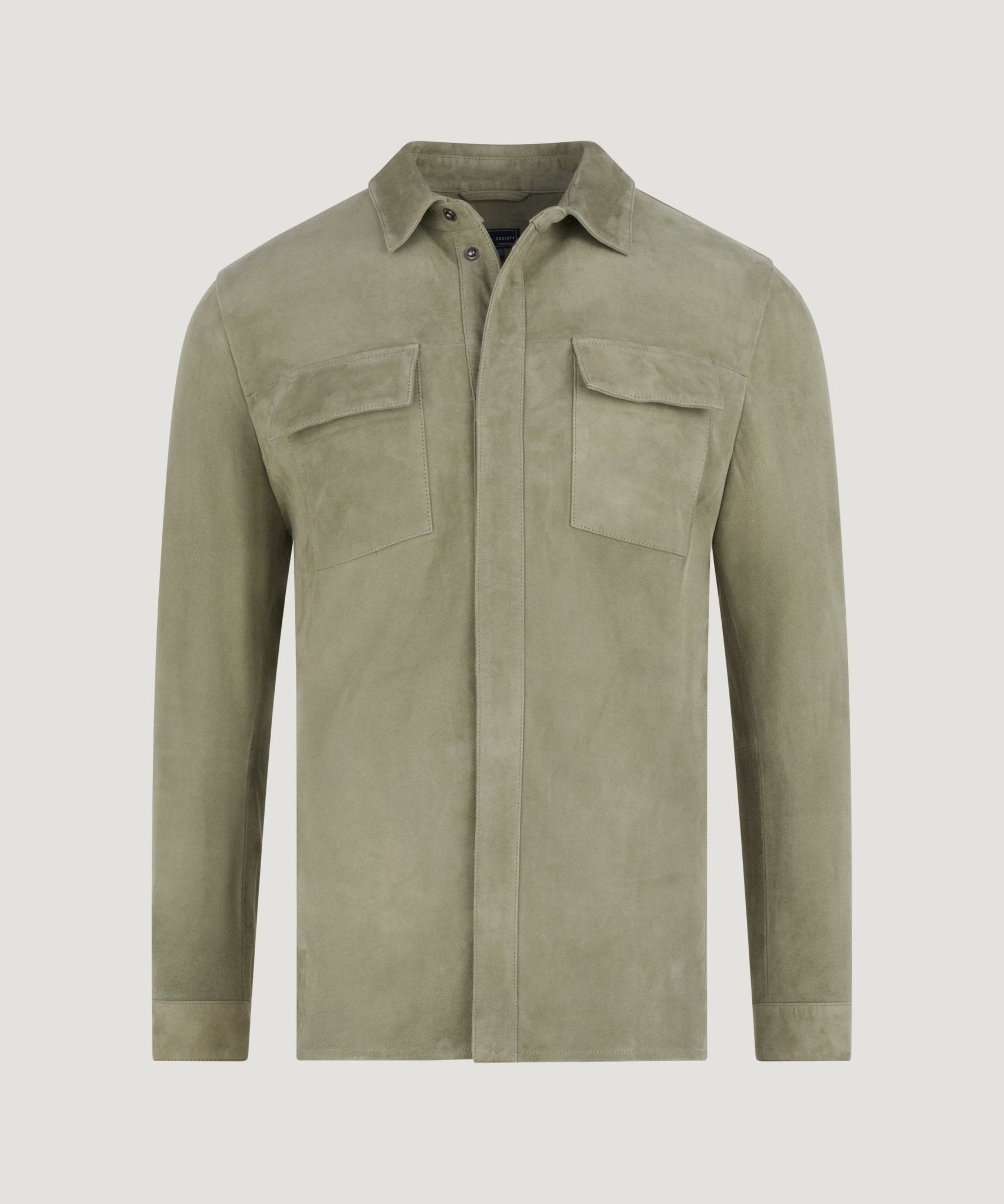 SOCI3TY Overshirt suède bamboe groen - THE SOCIETY SHOP