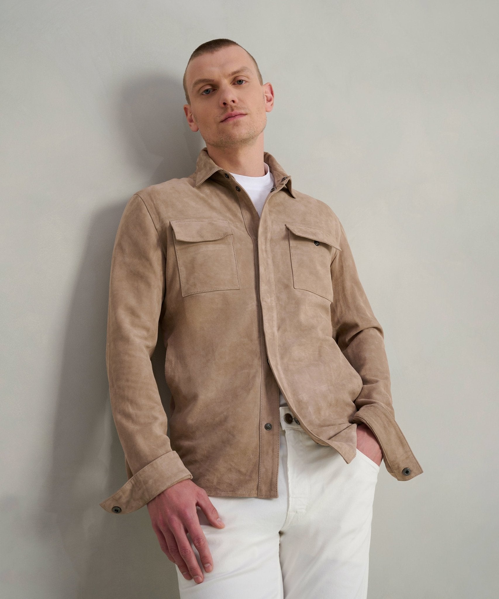 SOCI3TY Overshirt suède beige - THE SOCIETY SHOP