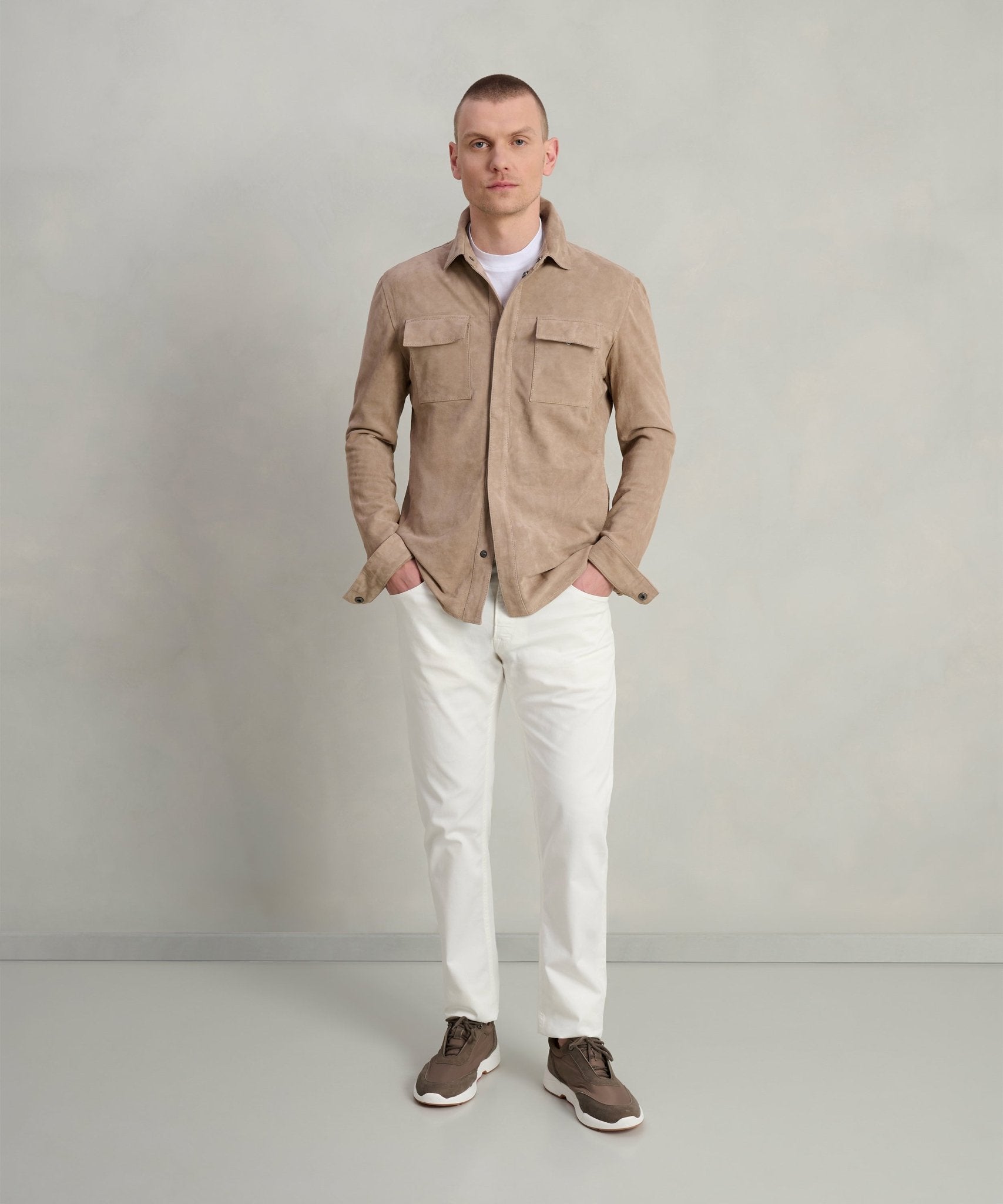 SOCI3TY Overshirt suède beige - THE SOCIETY SHOP