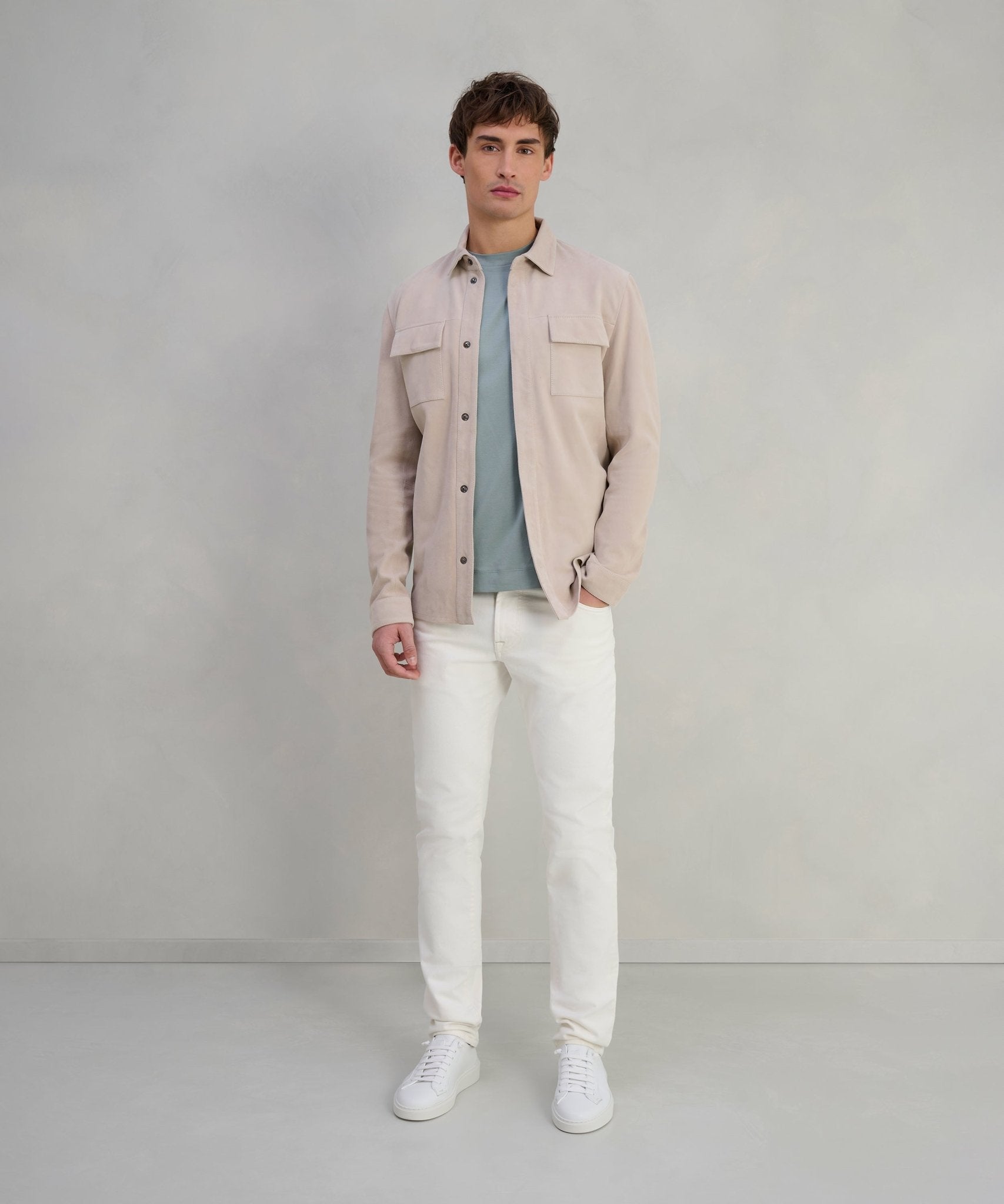 SOCI3TY Overshirt suède off - white - THE SOCIETY SHOP