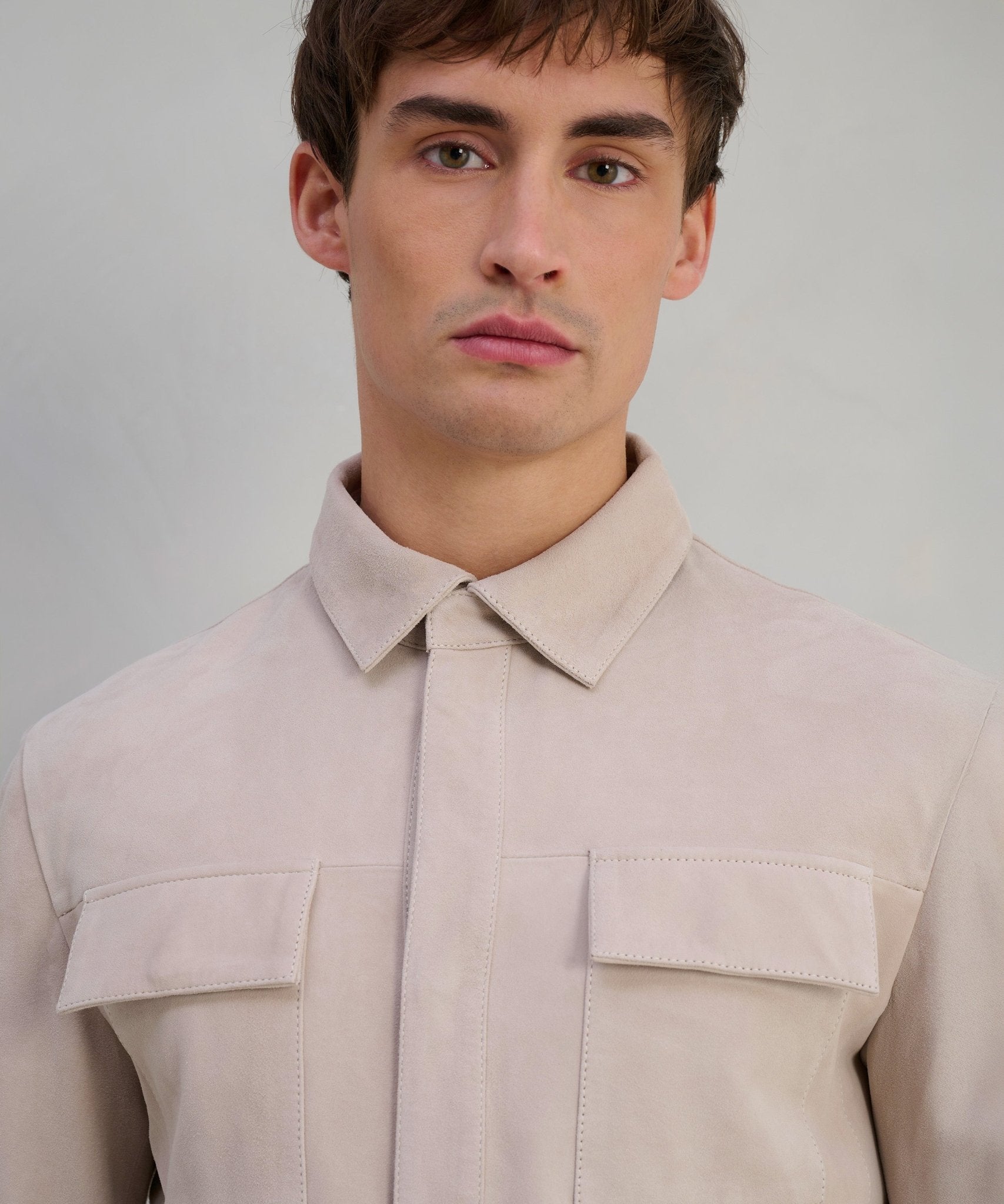 SOCI3TY Overshirt suède off - white - THE SOCIETY SHOP