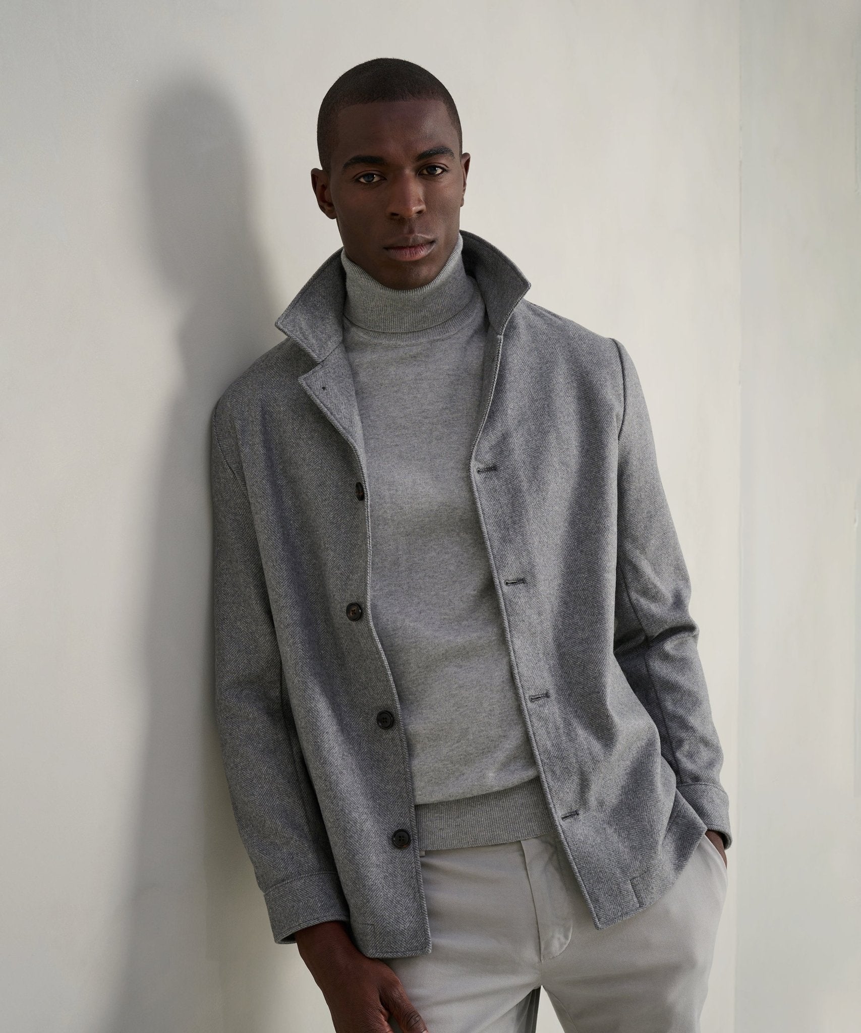 Profuomo Overshirt wol visgraat grijs - THE SOCIETY SHOP