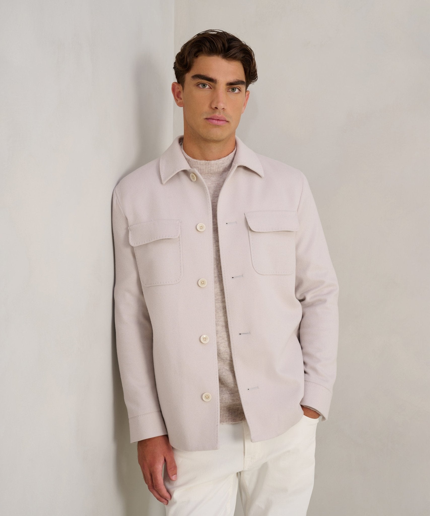SOCI3TY Limited Overshirt wol/kasjmier off - white - THE SOCIETY SHOP