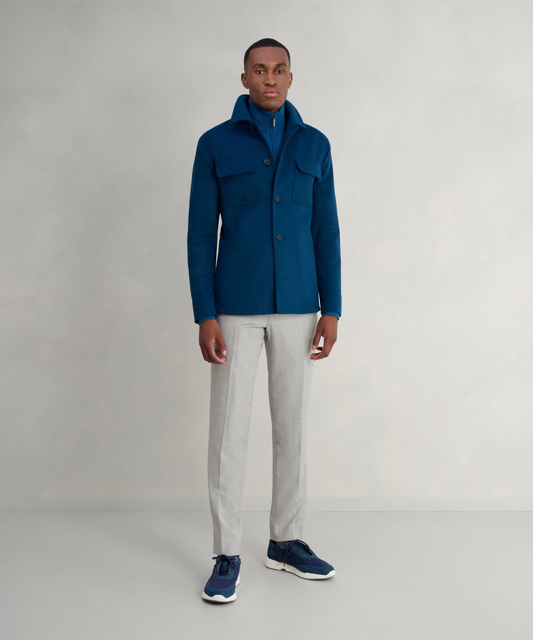 SOCI3TY Overshirt wol/kasjmier teal (woven by Santa Lucia) - The Society Shop