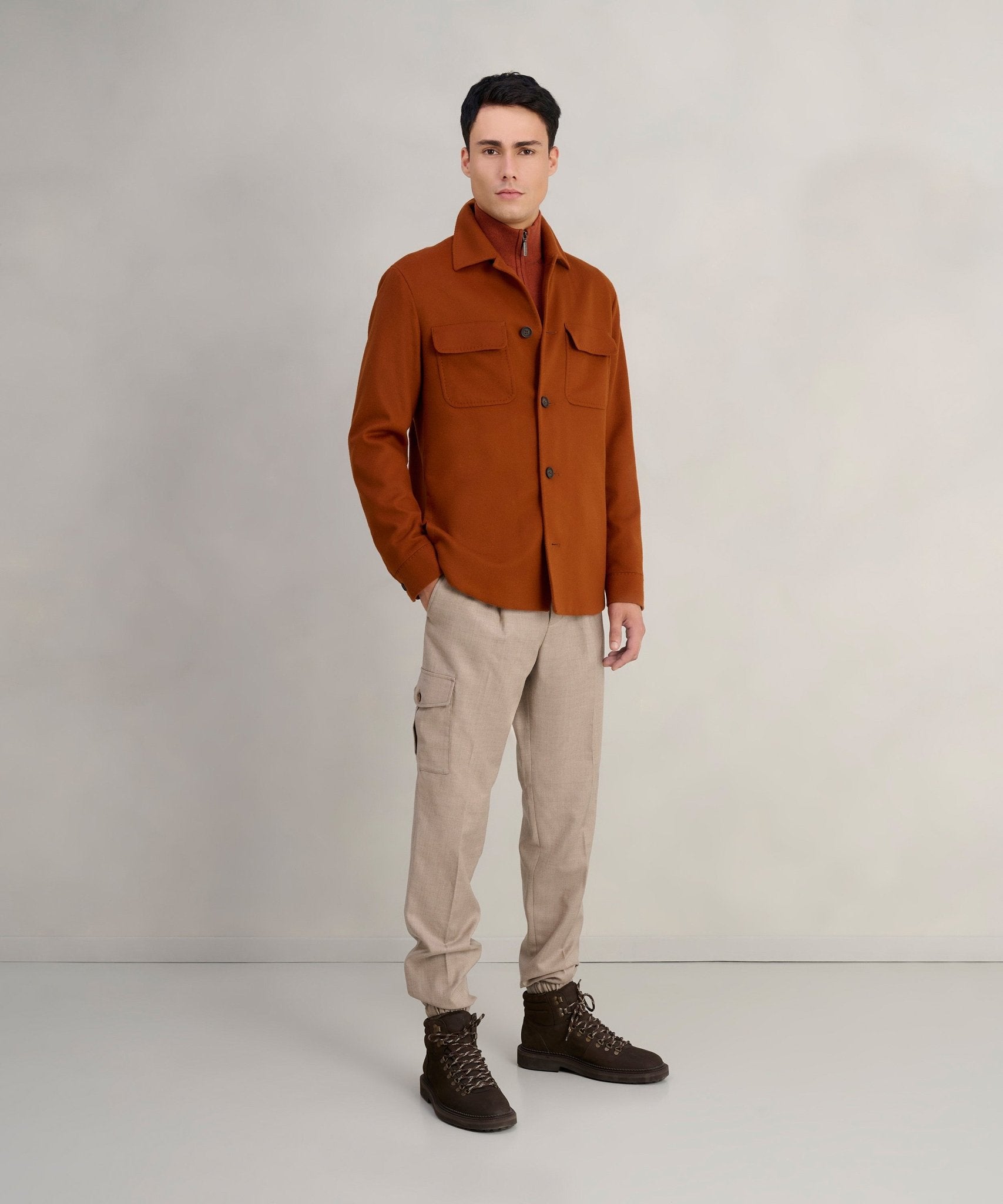SOCI3TY Overshirt wol/kasjmier tobacco (woven by Santa Lucia) - The Society Shop