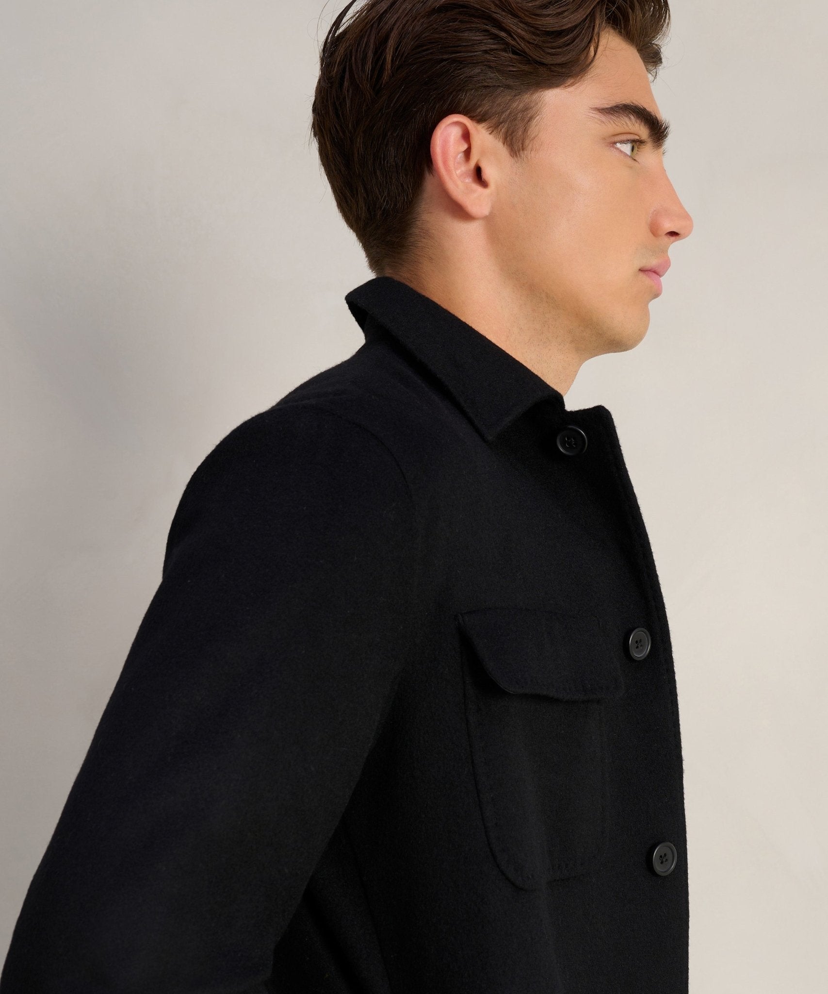 SOCI3TY Limited Overshirt wol/kasjmier zwart - THE SOCIETY SHOP
