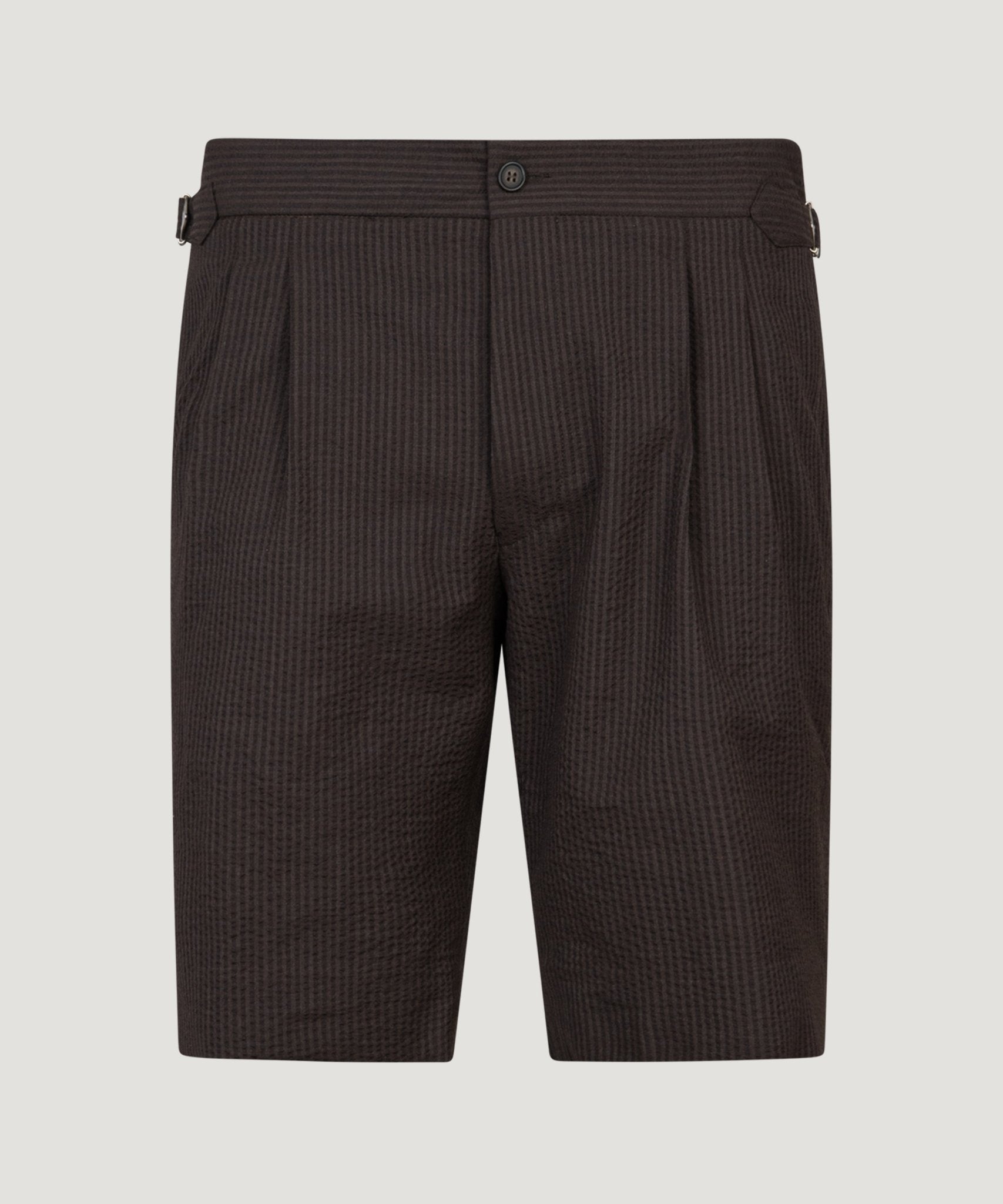SOCI3TY Limited Fashion Pak met shorts LIGHTEST seersucker wol/zijde donkerbruin - THE SOCIETY SHOP