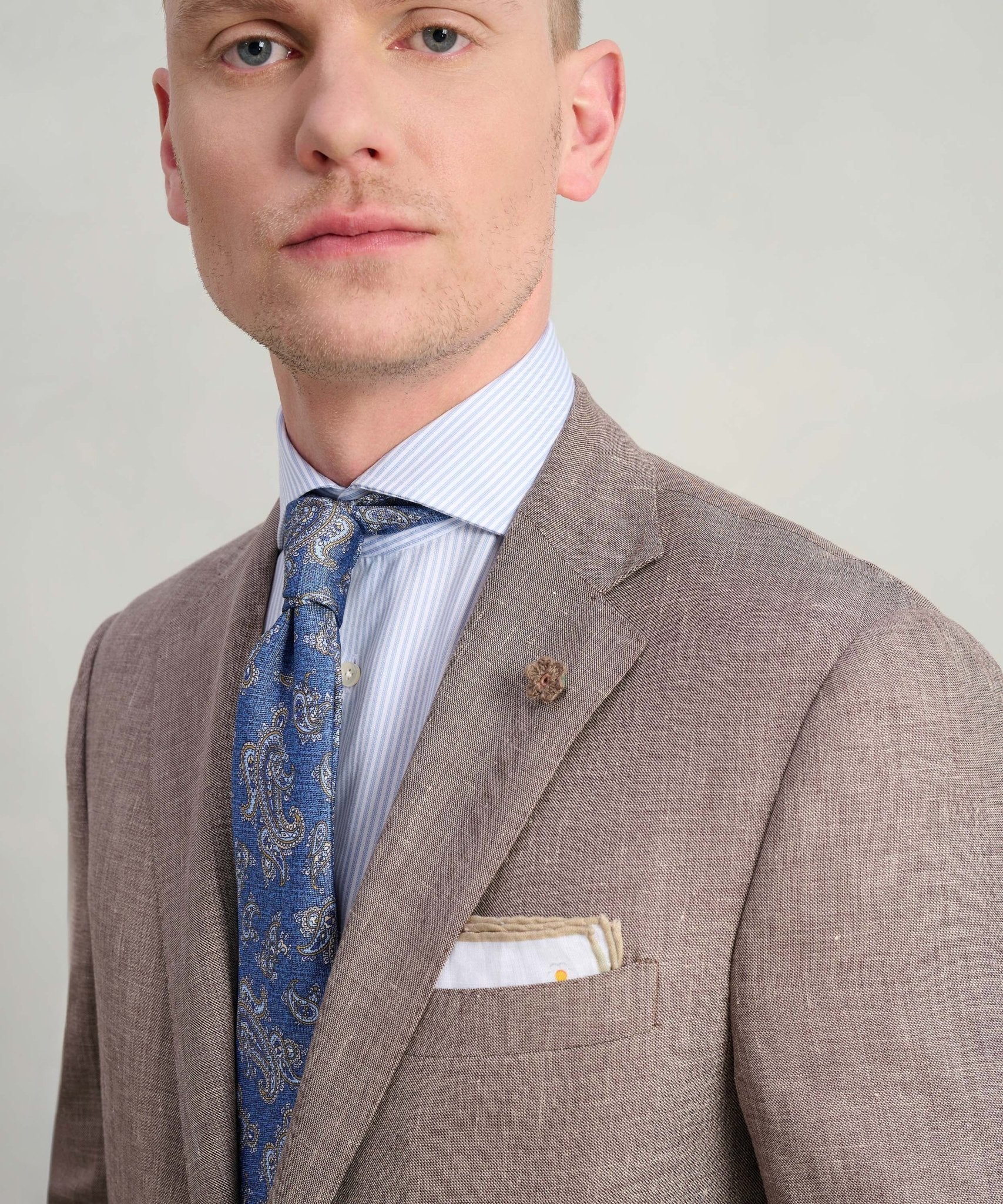 Corneliani Pak scheerwol/linnen/zijde taupe - THE SOCIETY SHOP