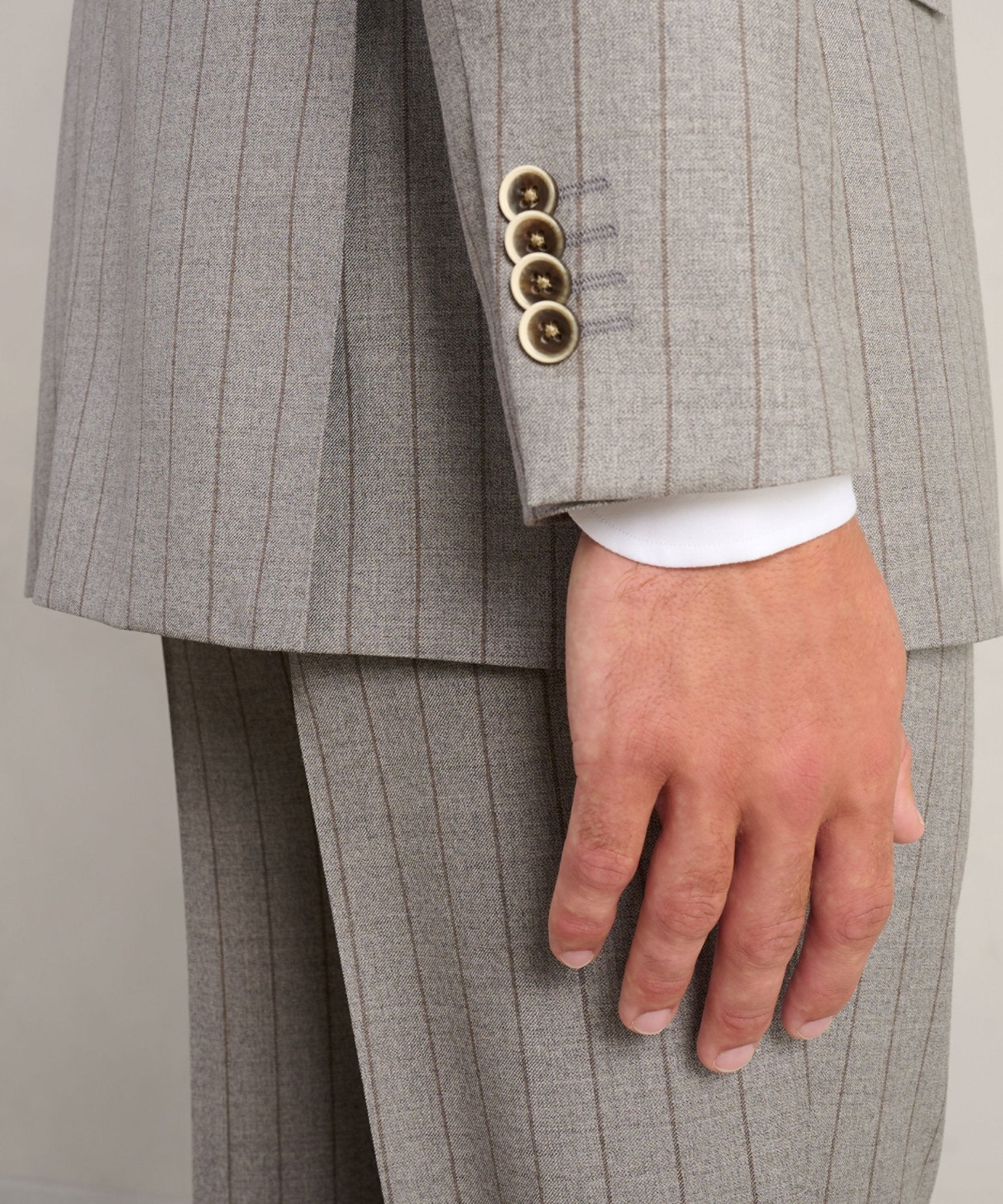 SOCI3TY Limited Pak wol lichtgrijs gestreept - THE SOCIETY SHOP