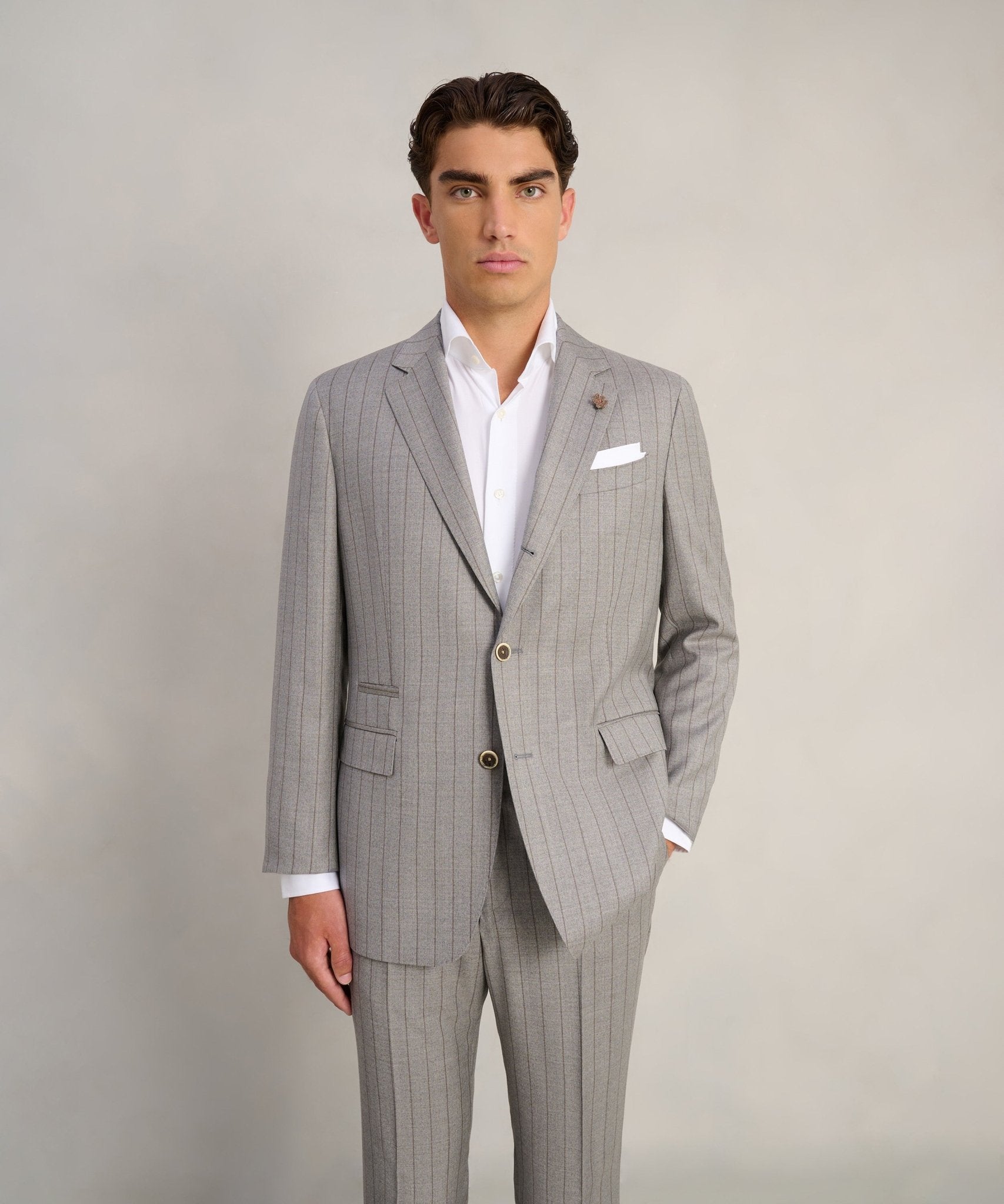 SOCI3TY Limited Pak wol lichtgrijs gestreept - THE SOCIETY SHOP