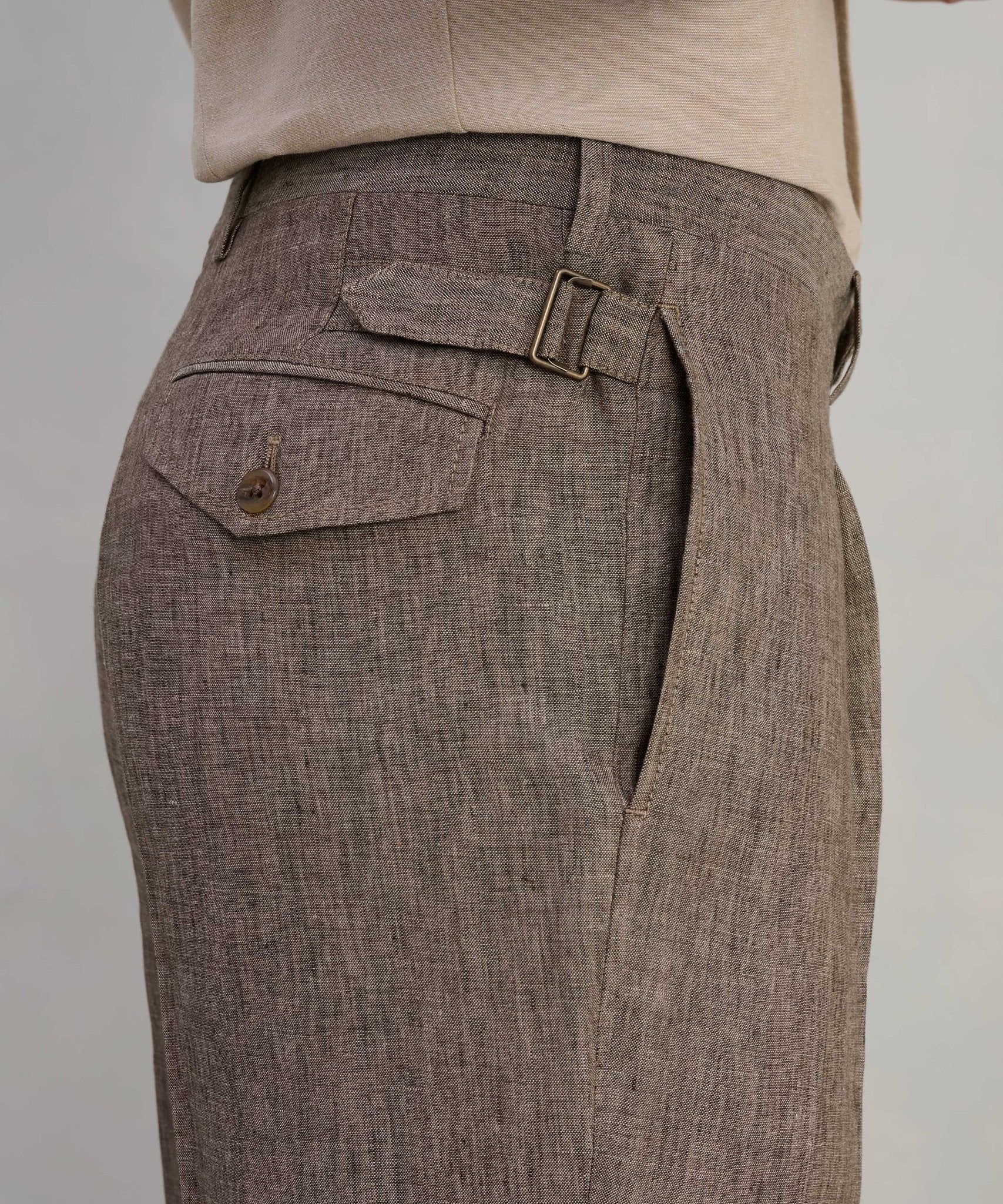 Corneliani Pantalon chambray linnen bruin - The Society Shop