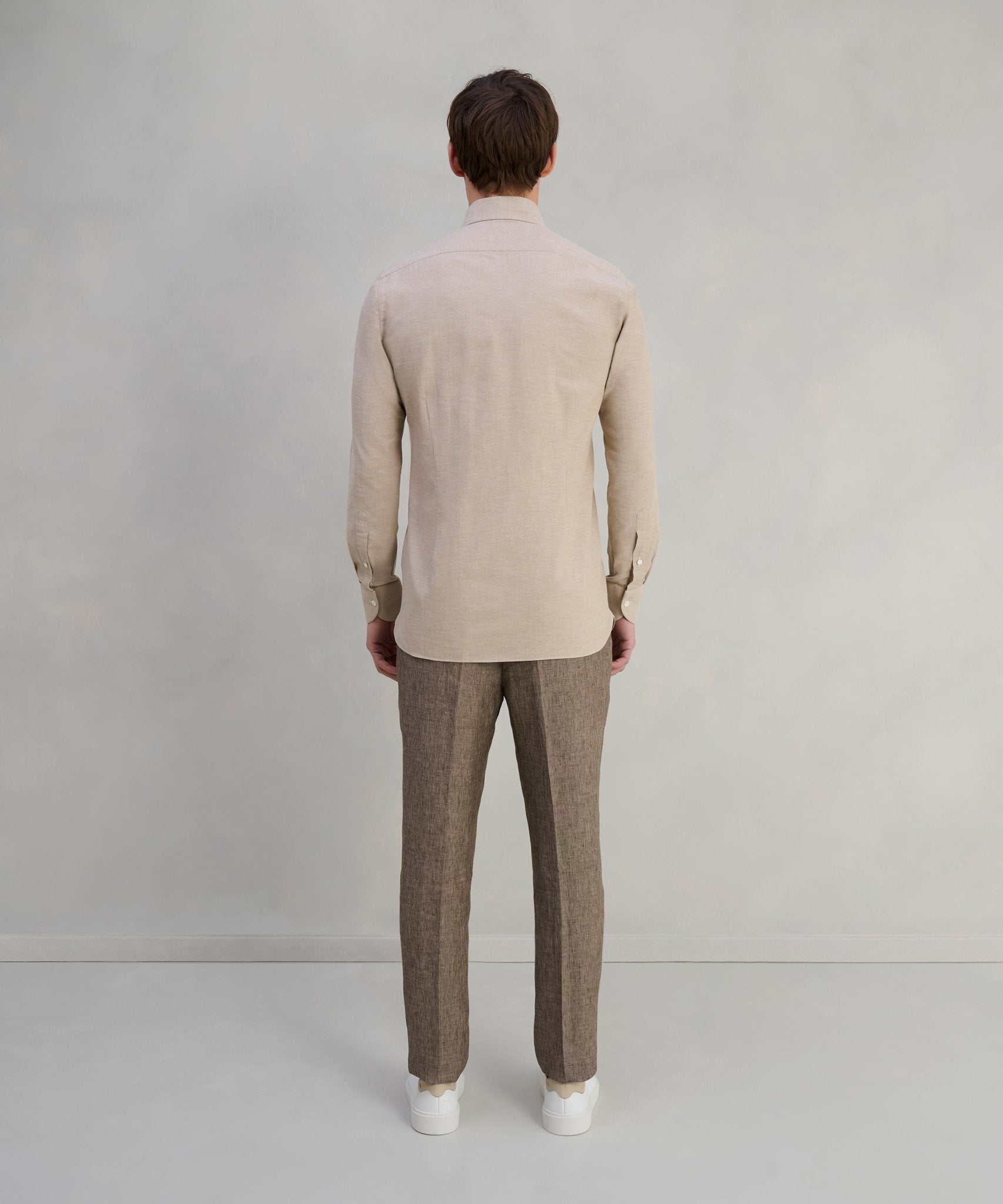 Corneliani Pantalon chambray linnen bruin - The Society Shop