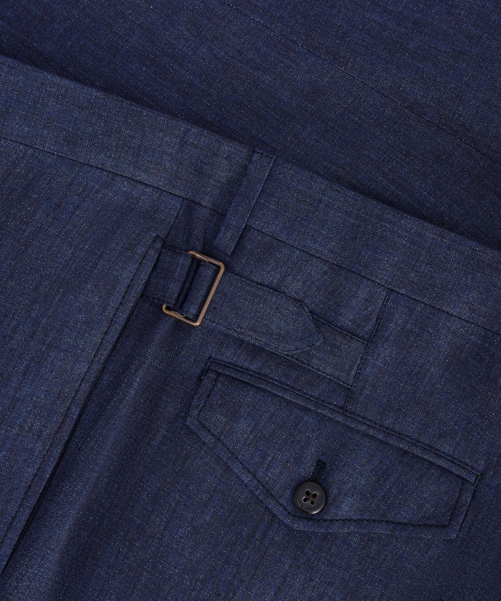 Corneliani Pantalon chambray linnen donkerblauw - The Society Shop