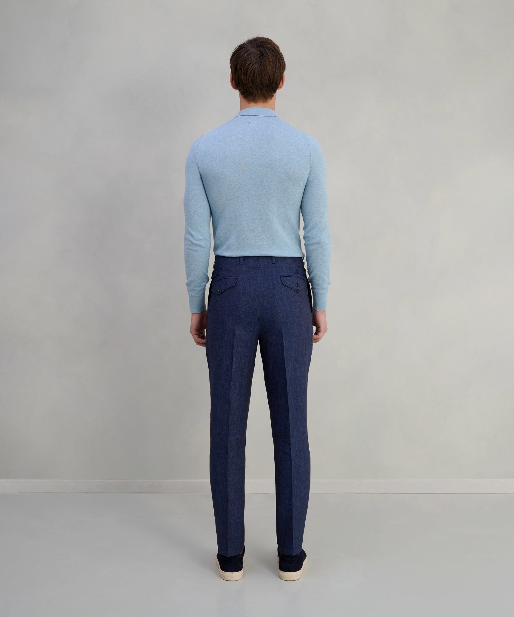 Corneliani Pantalon chambray linnen donkerblauw - The Society Shop