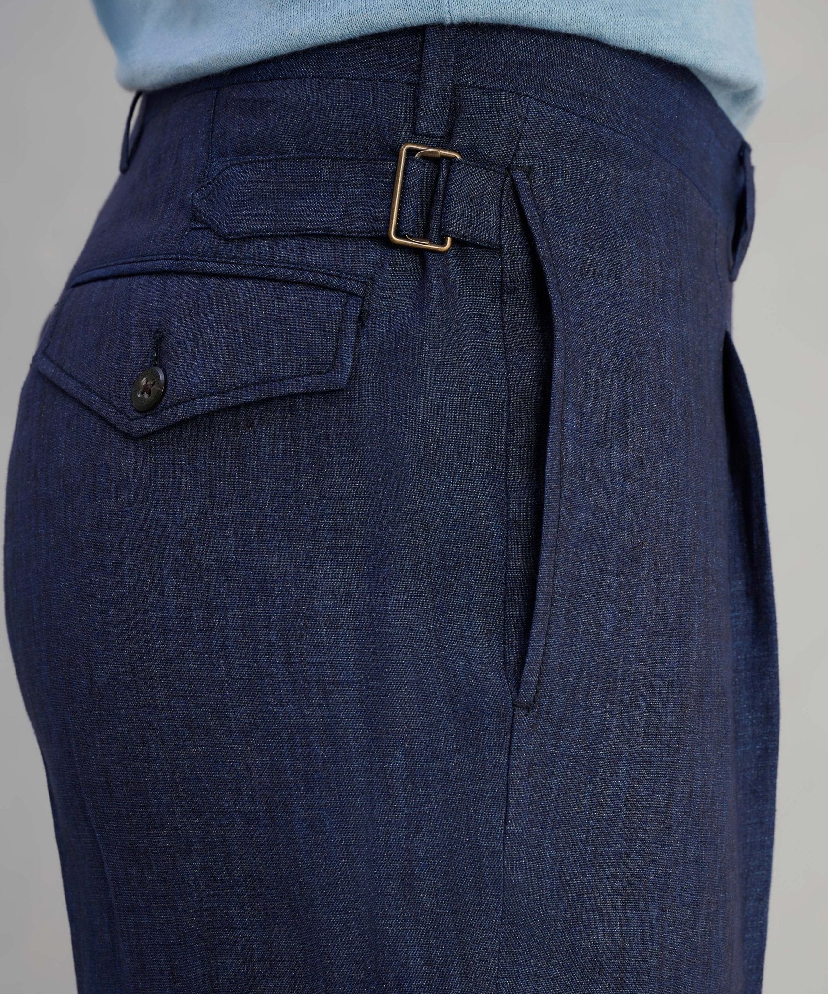 Corneliani Pantalon chambray linnen donkerblauw - The Society Shop