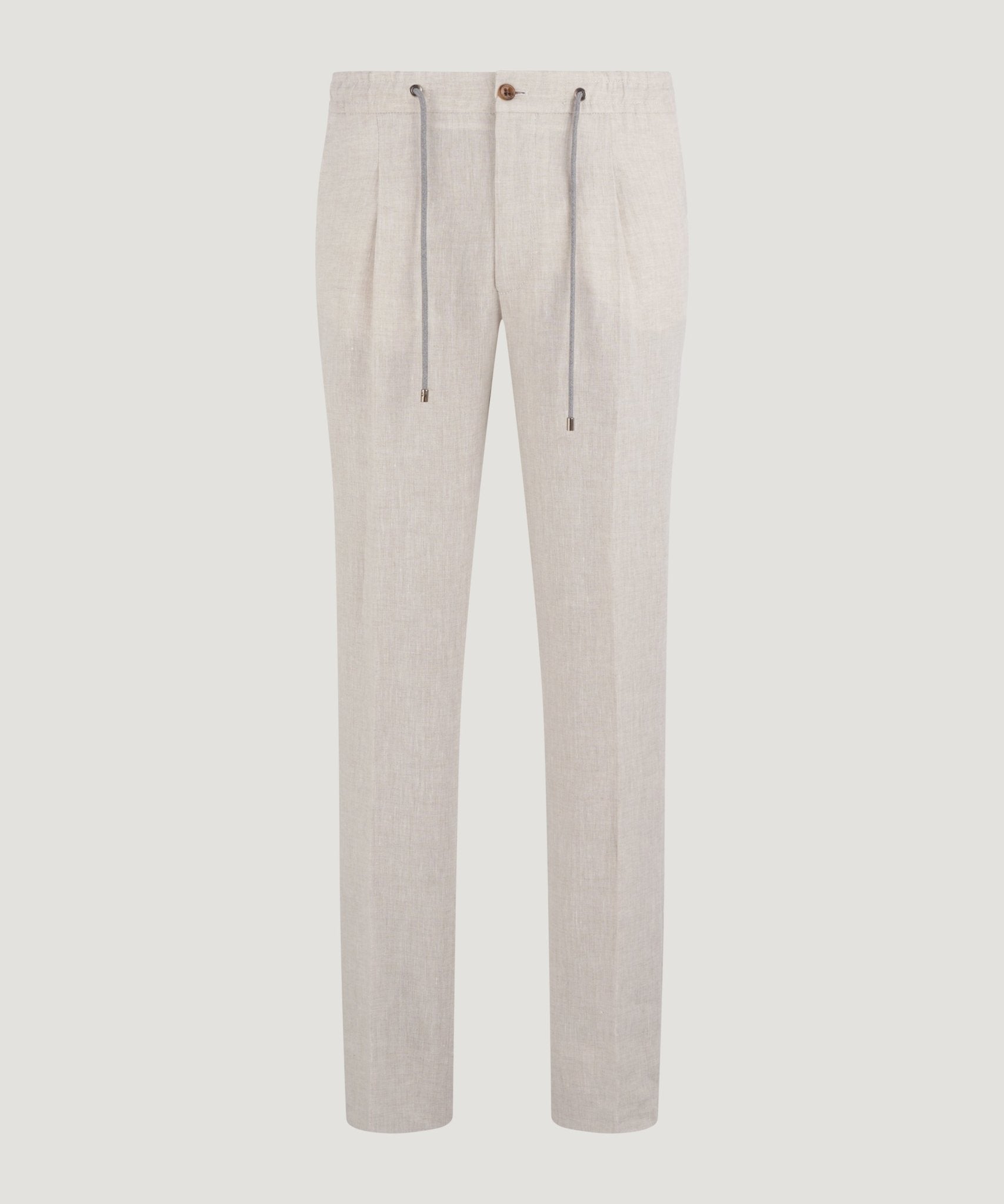 Corneliani Pantalon chambray linnen lichtbruin - The Society Shop