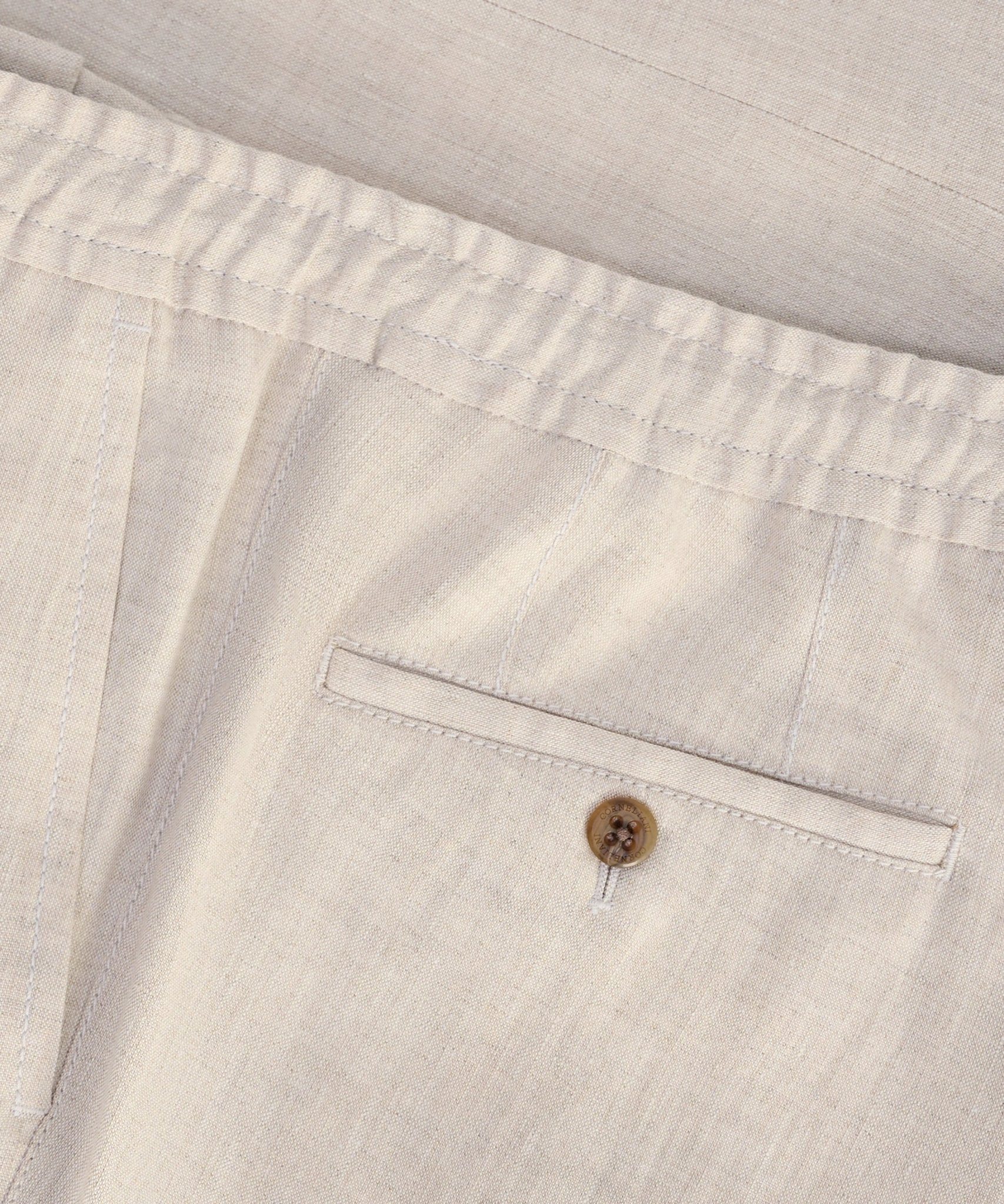 Corneliani Pantalon chambray linnen lichtbruin - The Society Shop
