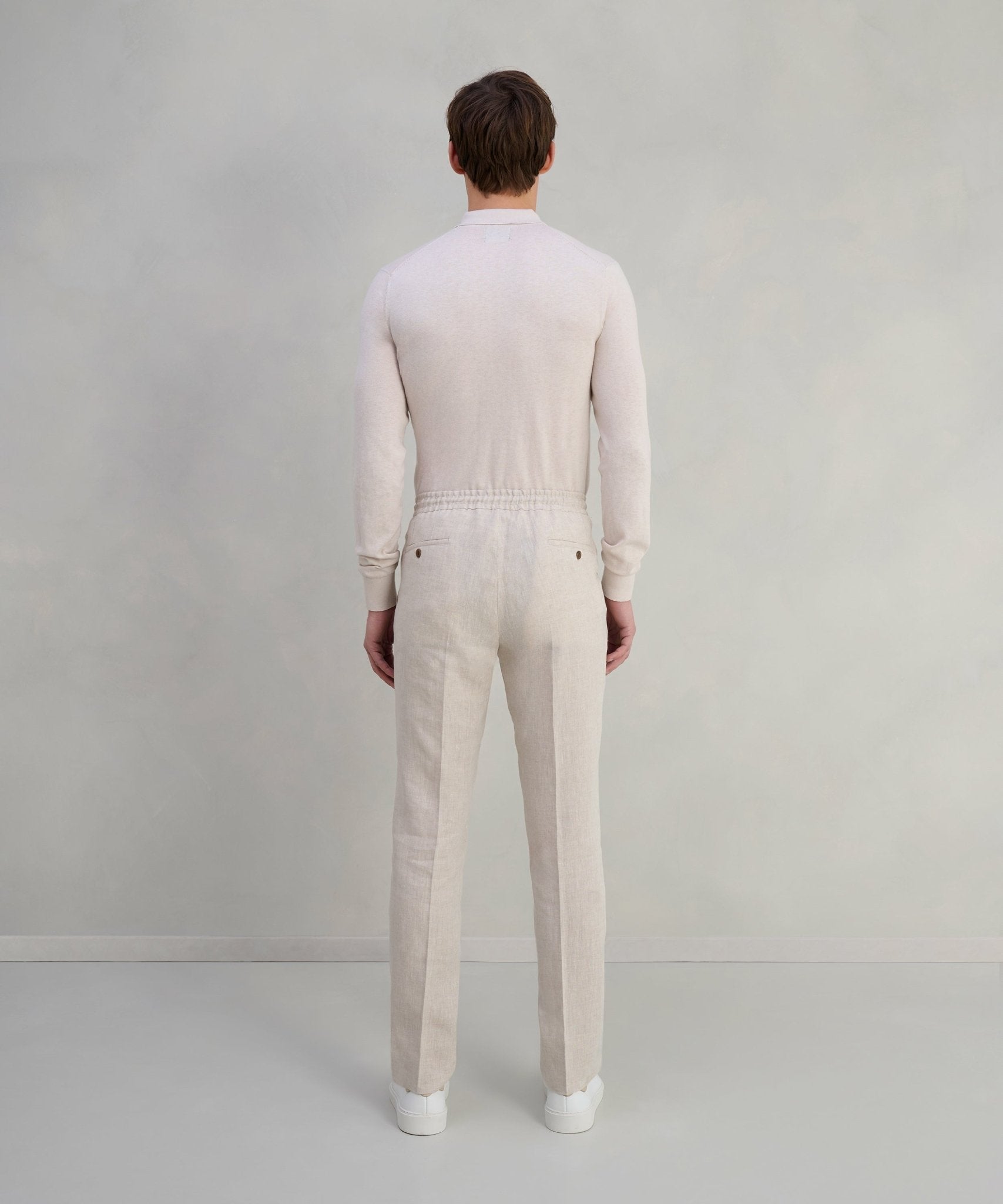 Corneliani Pantalon chambray linnen lichtbruin - The Society Shop