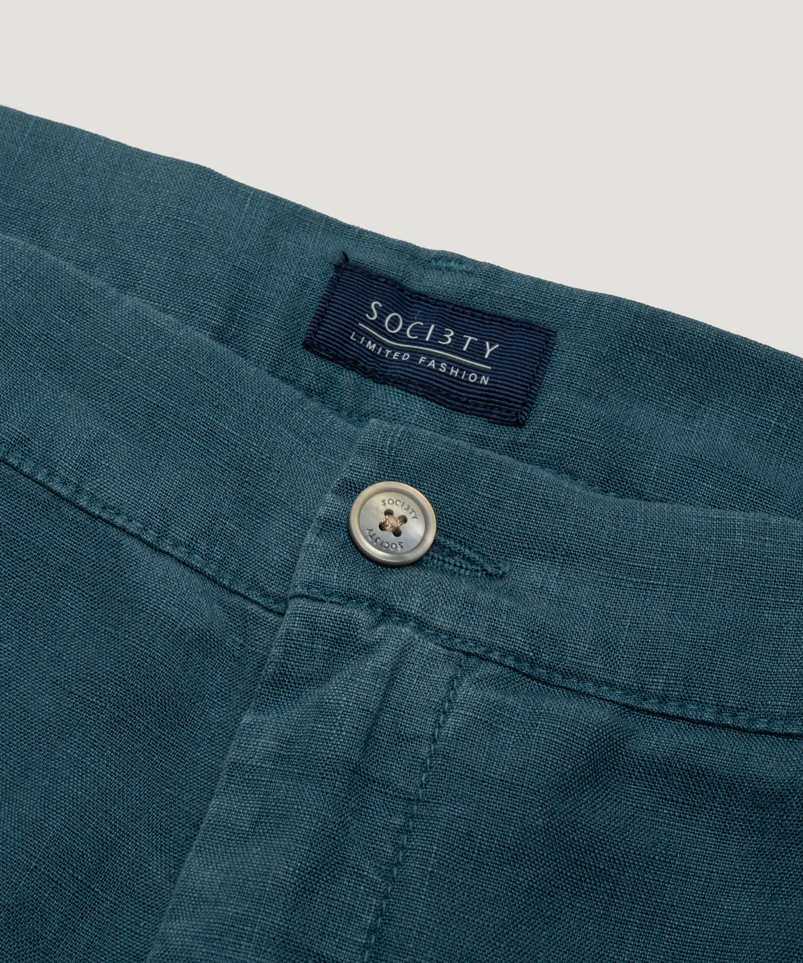 SOCI3TY Limited Fashion Pantalon gewassen linnen petrol - THE SOCIETY SHOP