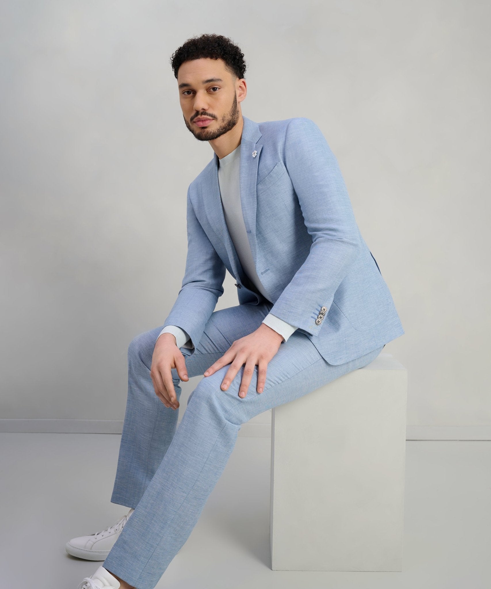 SOCI3TY Limited Pantalon wol/linnen lichtblauw - The Society Shop