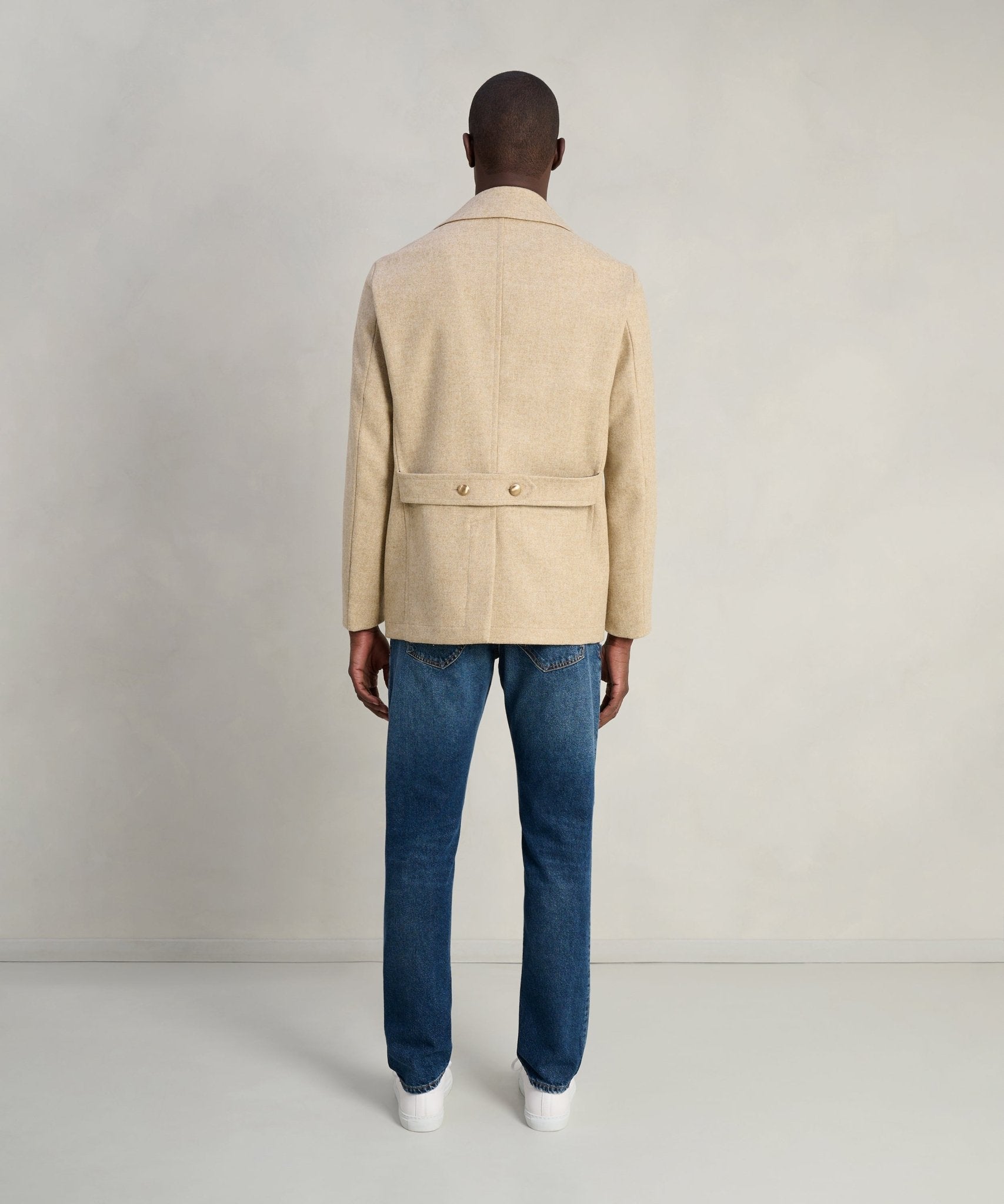 SOCI3TY Limited Pea coat Shetland wol beige - THE SOCIETY SHOP