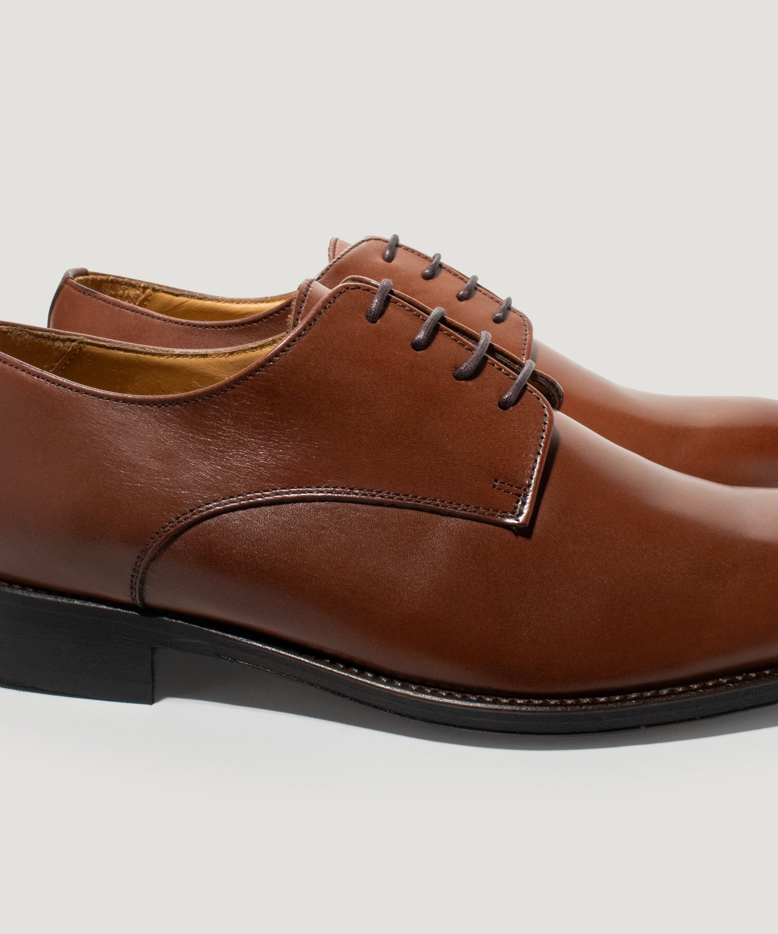 SOCI3TY Limited Fashion Plain toe derby veterschoen kalfsleer cognac - THE SOCIETY SHOP