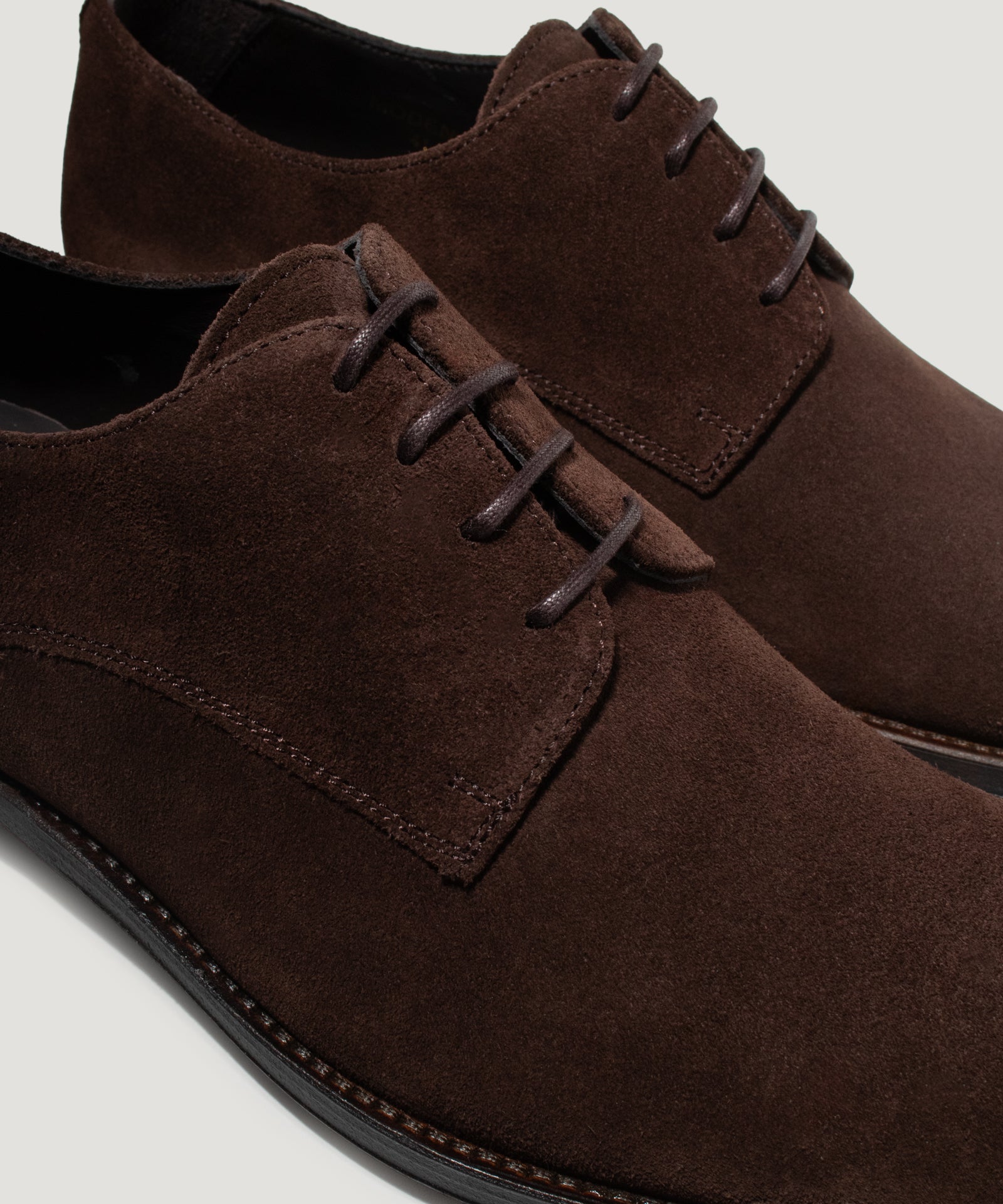 SOCI3TY Limited Fashion Plain toe derby veterschoen suède donkerbruin - THE SOCIETY SHOP