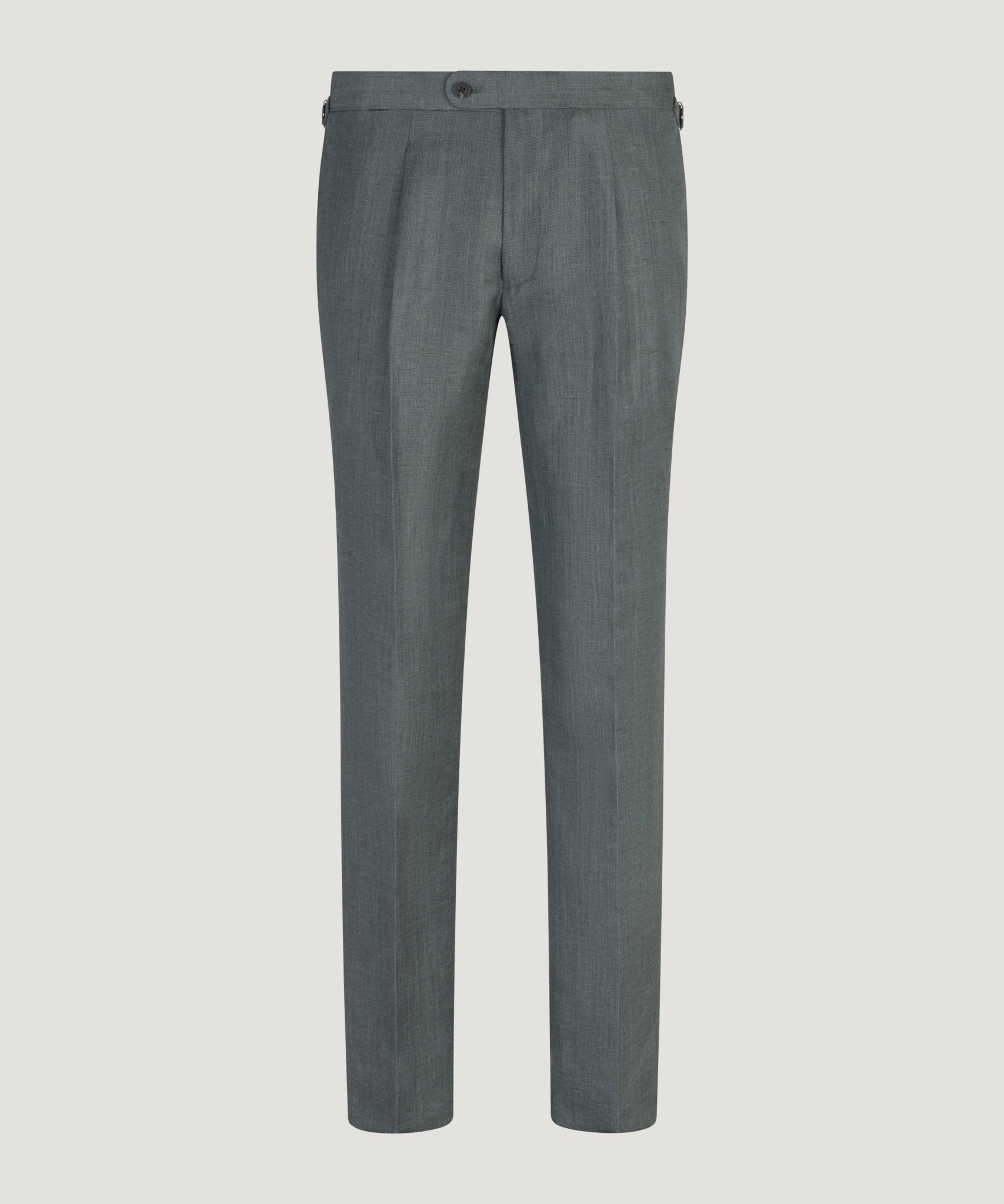 SOCI3TY Limited Fashion Pleated pantalon wol/linnen donkergroen - THE SOCIETY SHOP