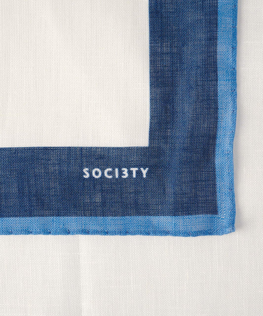 SOCI3TY Pochet linnen blauw/wit - The Society Shop