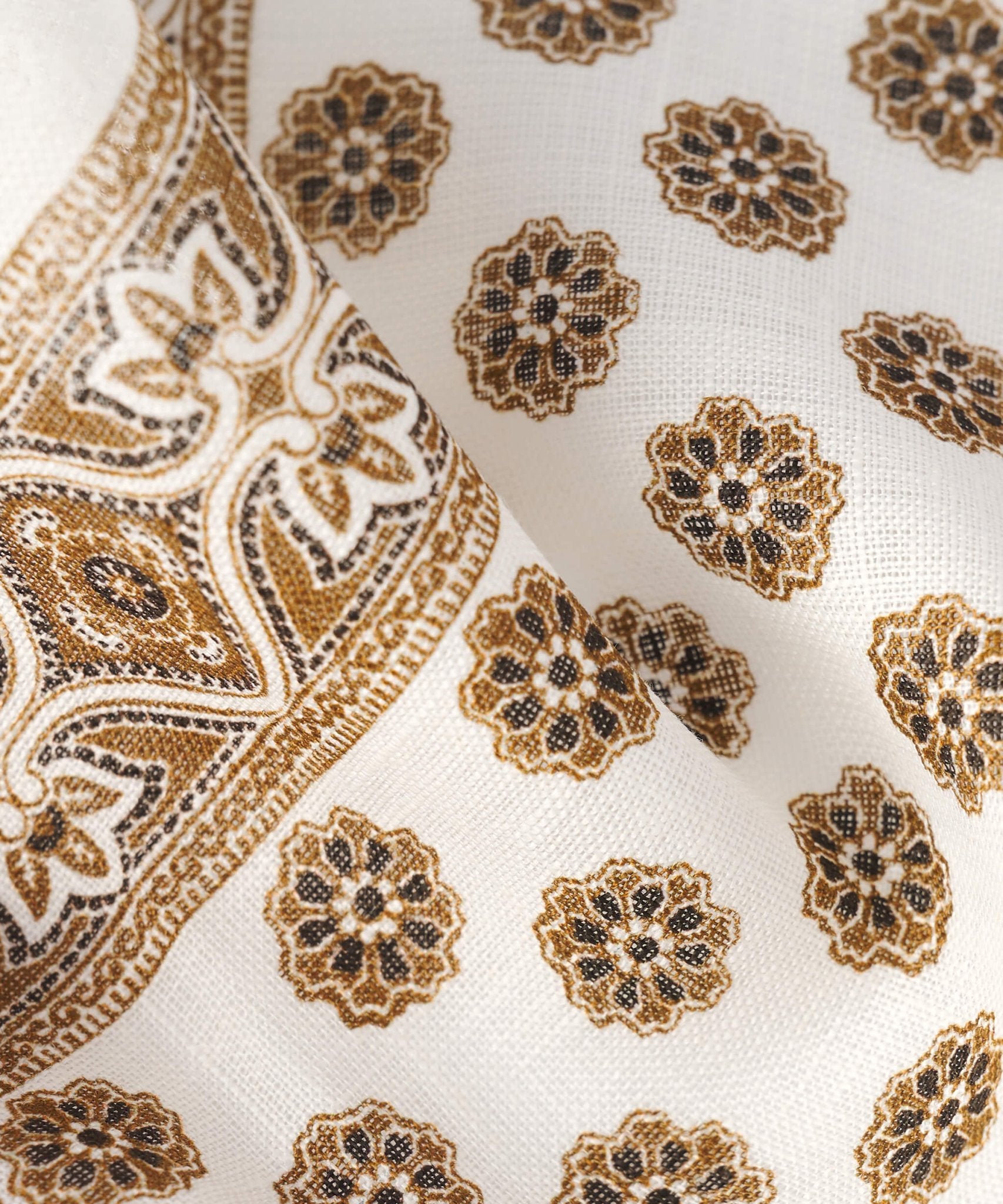 SOCI3TY Pochet linnen bloemen bruin/wit - The Society Shop