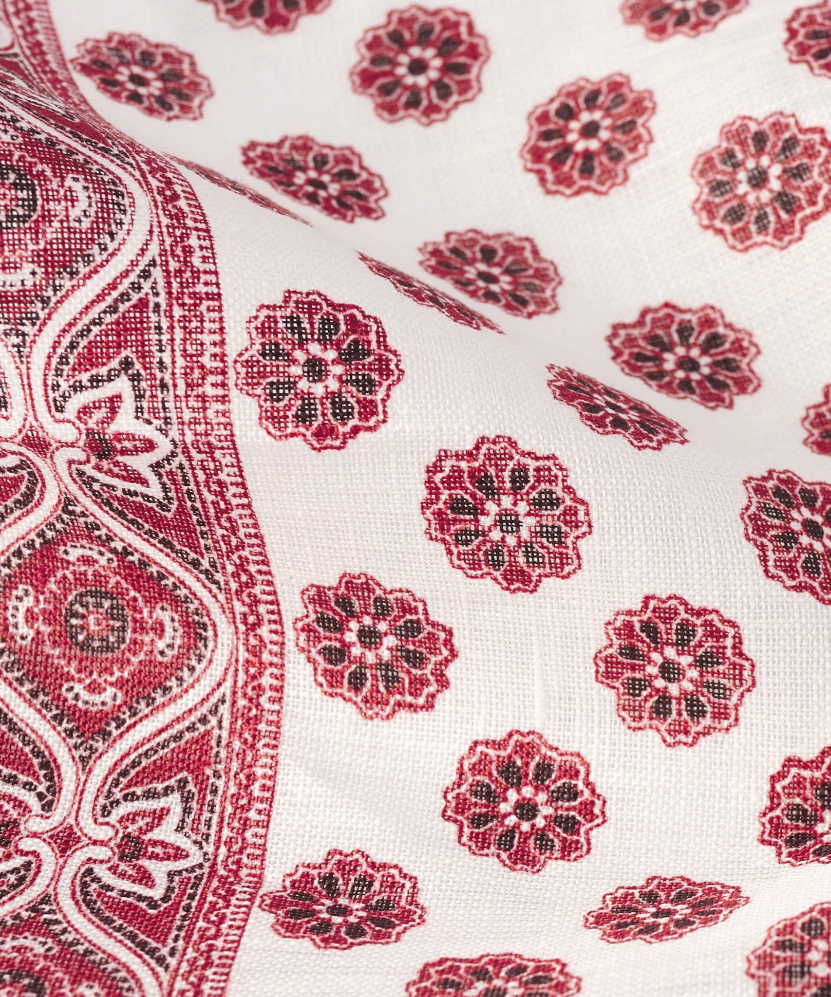 SOCI3TY Pochet linnen bloemen rood/wit - The Society Shop