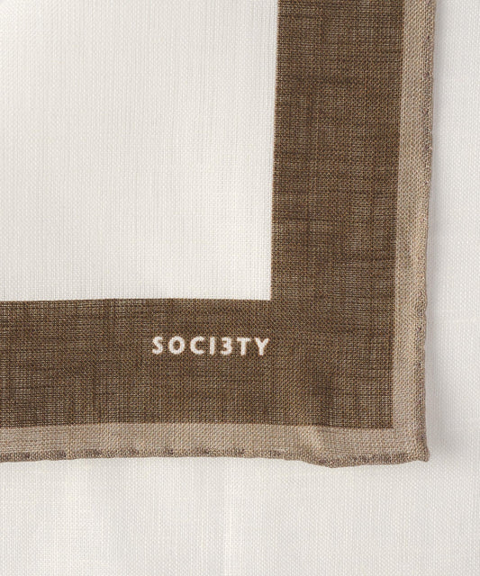 SOCI3TY Pochet linnen bruin/wit - The Society Shop