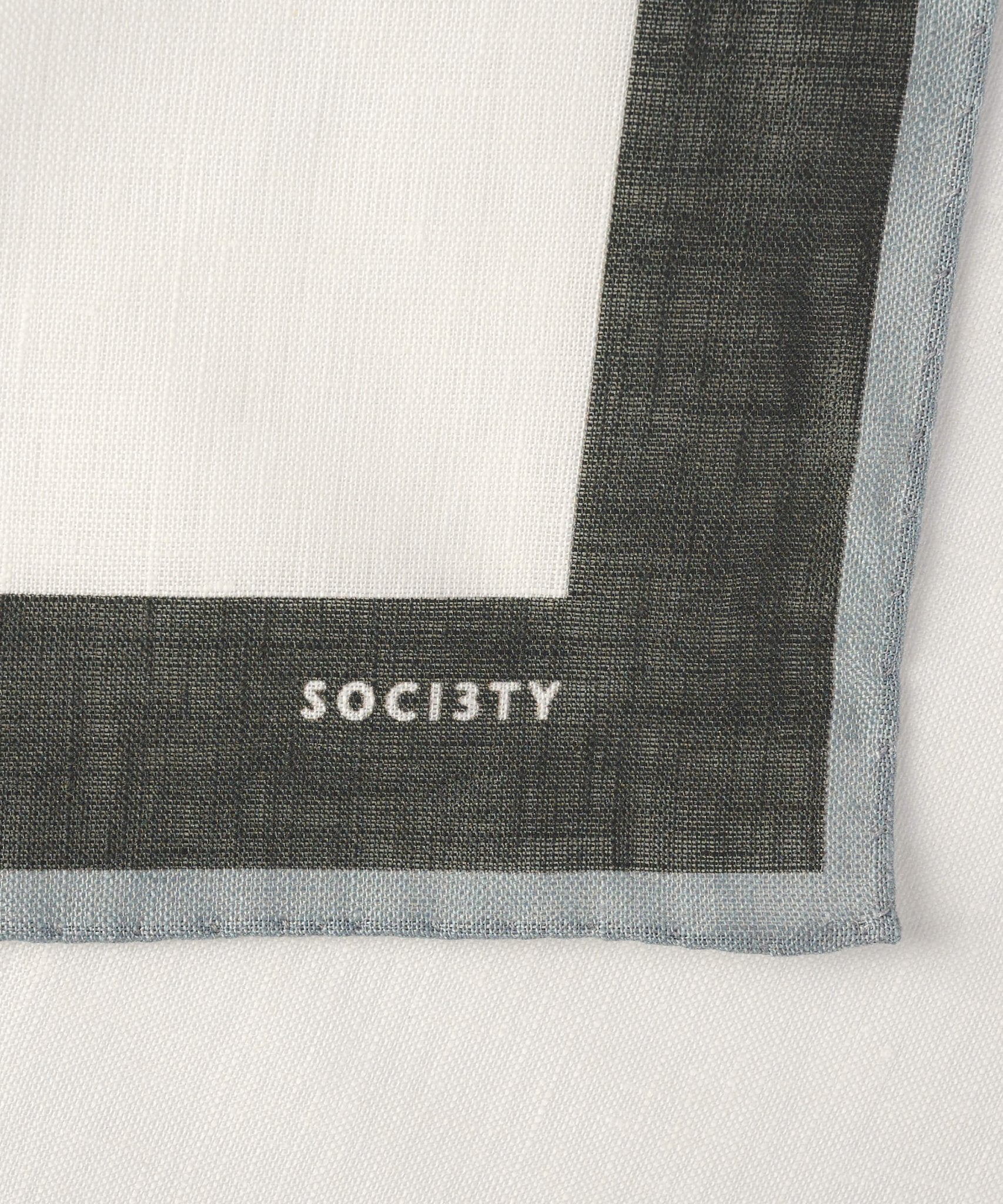 SOCI3TY Pochet linnen donkergroen/wit - The Society Shop