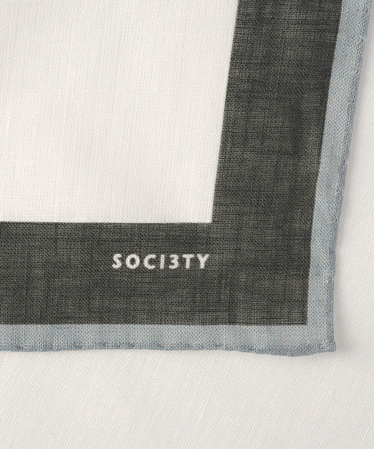 SOCI3TY Pochet linnen donkergroen/wit - The Society Shop