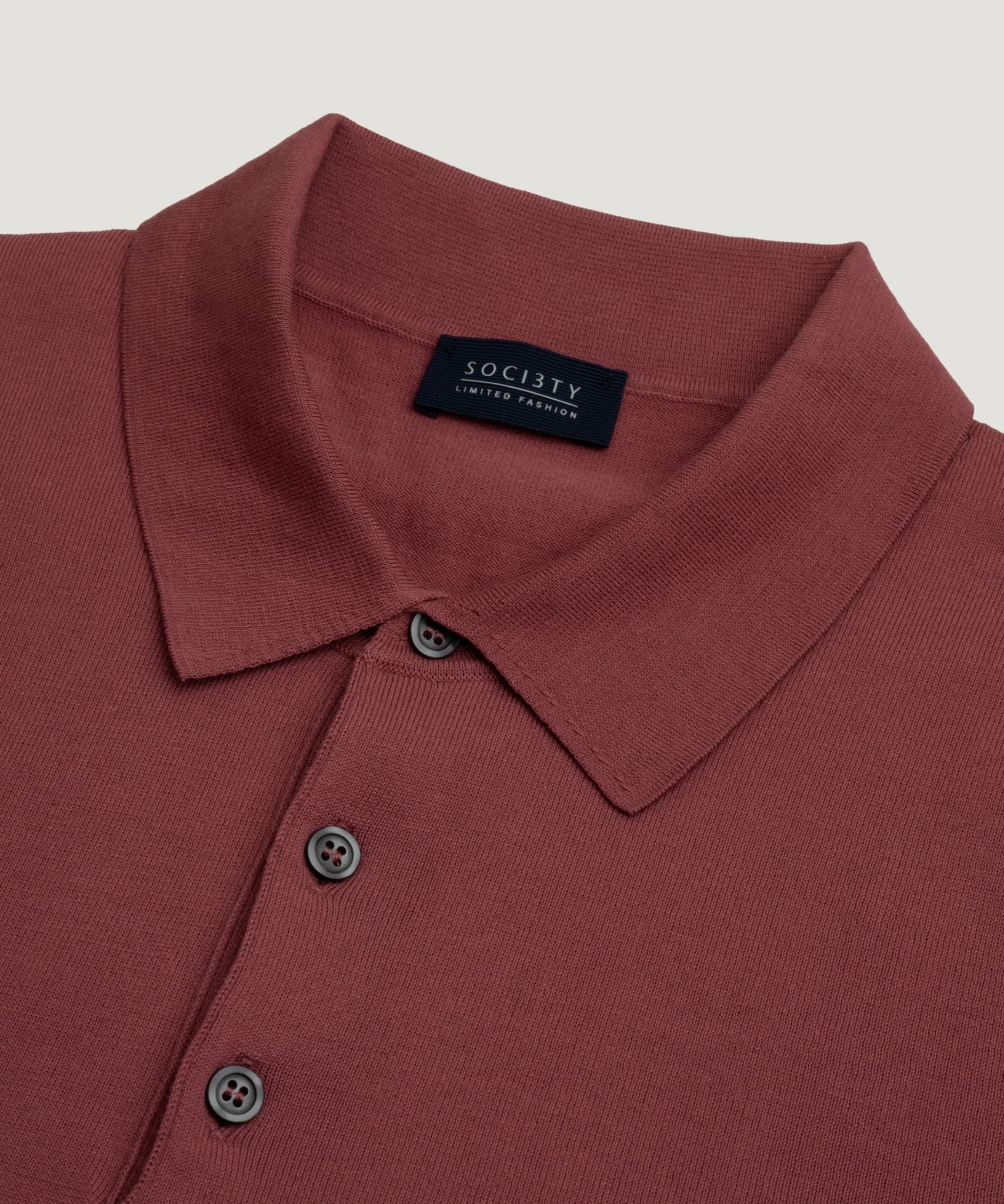 SOCI3TY Limited Fashion Polo fine 4 - ply katoen donkerroze - THE SOCIETY SHOP