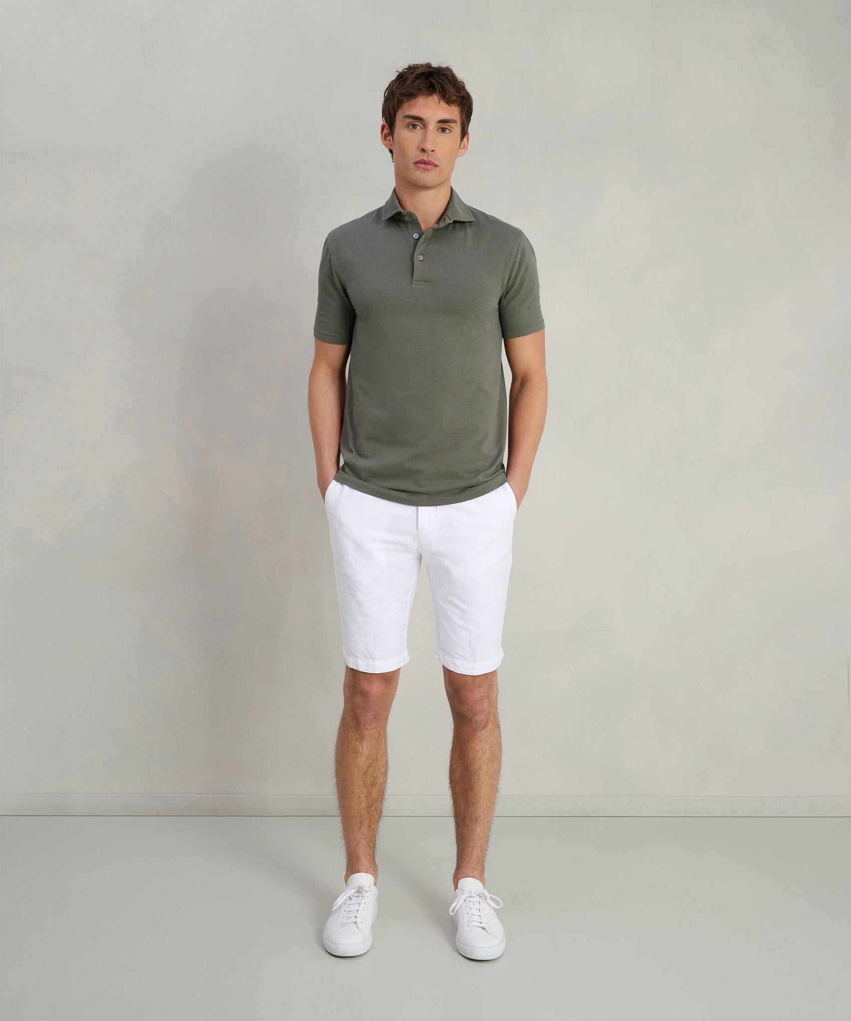 SOCI3TY Polo fine cotton jersey stretch donkergroen - The Society Shop