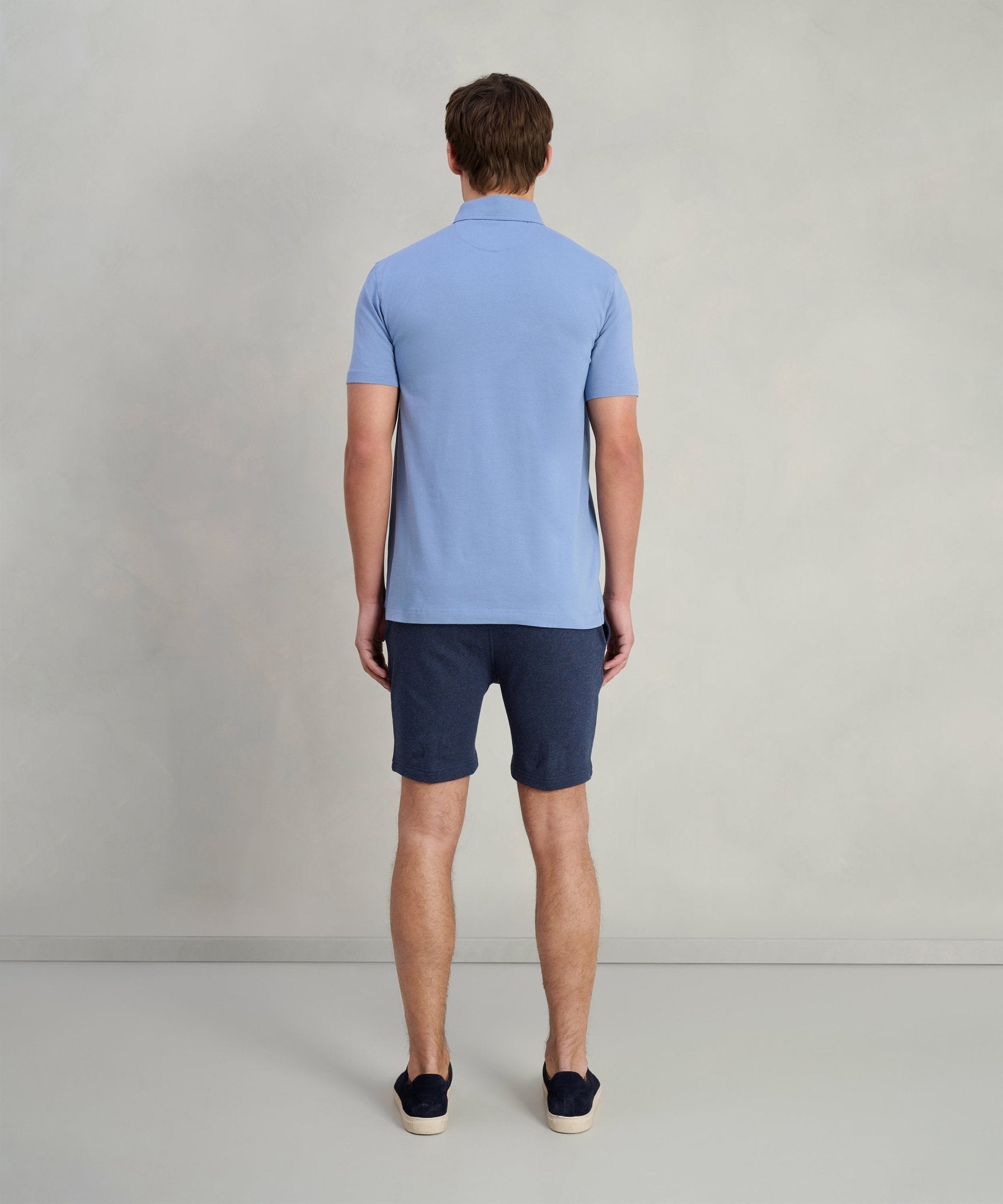 SOCI3TY Polo fine cotton jersey stretch faded blue - The Society Shop